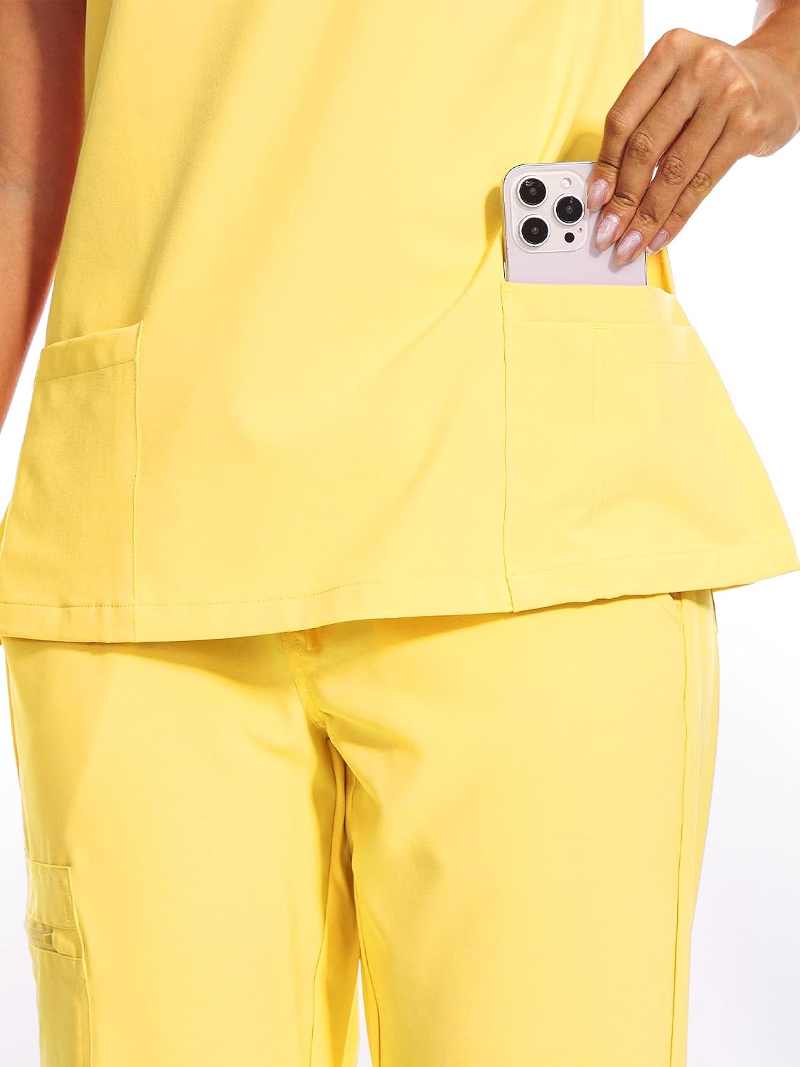 Luna V-Neck Scrub Top — Lemon Yellow — 5