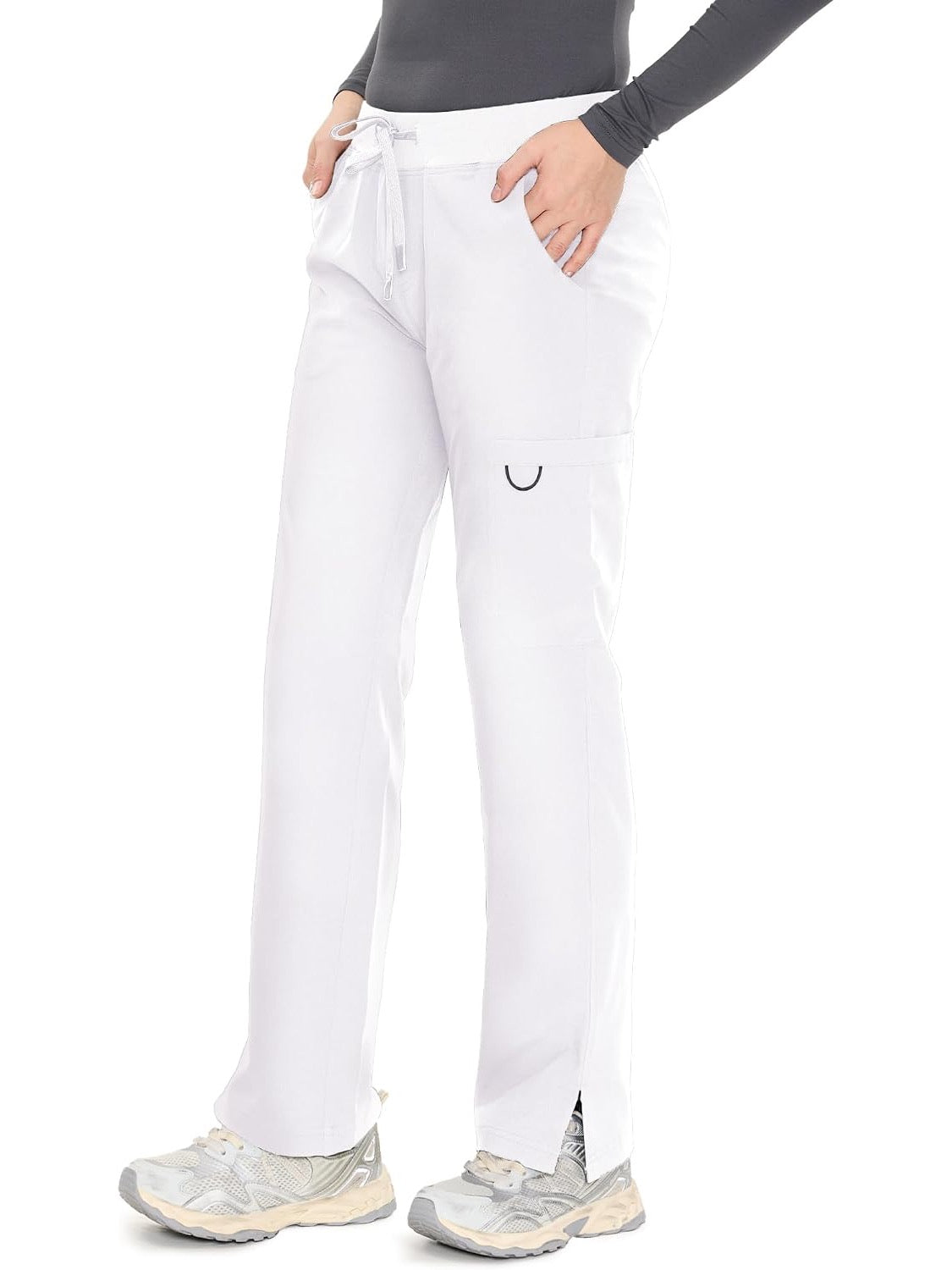COZYFIT women's white straight-leg cargo scrub pants - image 4