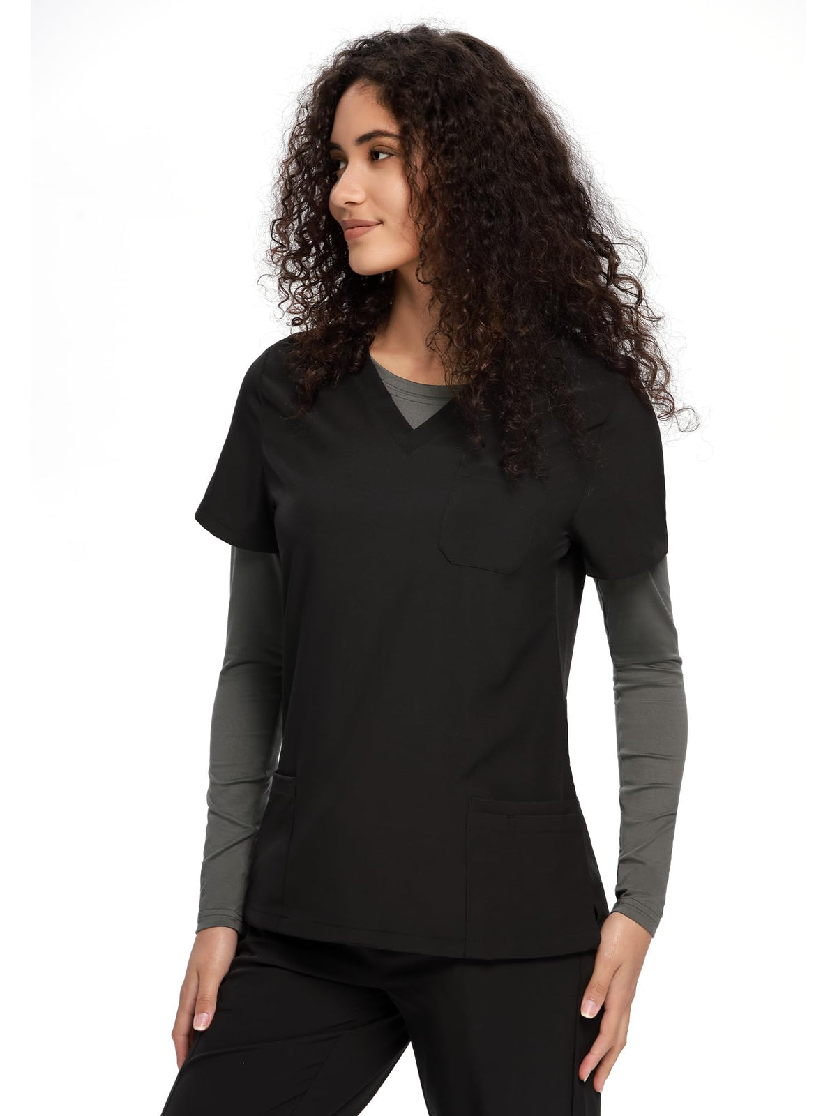 Mira Long Sleeve Crew Neck Underscrub 2-Pack — Grey/Grey — 6