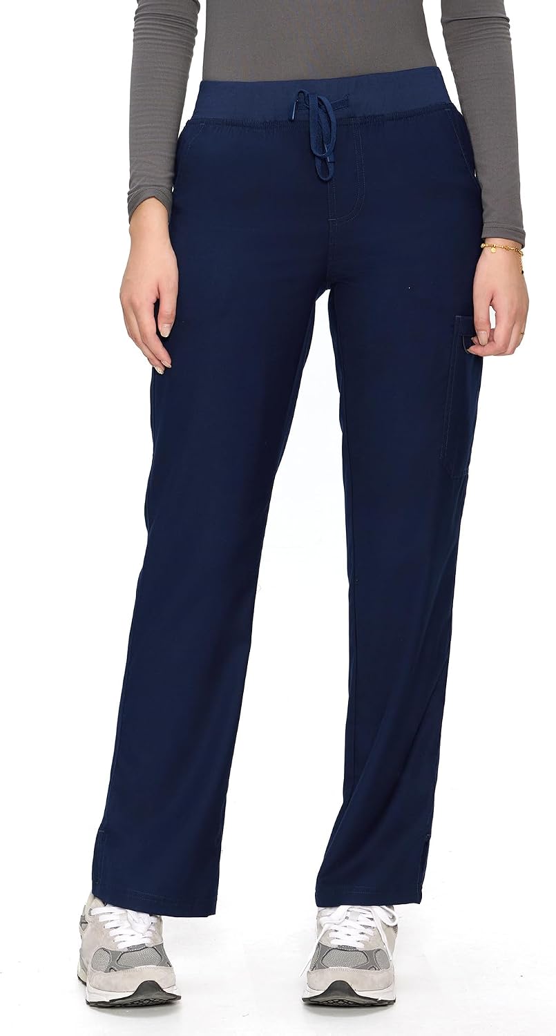 COZYFIT women's navy blue straight-leg cargo scrub pants - image 7
