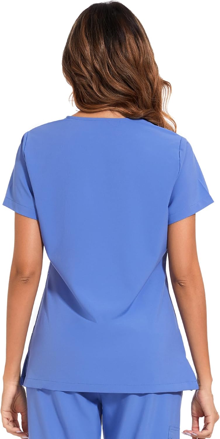 Luna V-Neck Scrub Top — Ceil Blue — 3