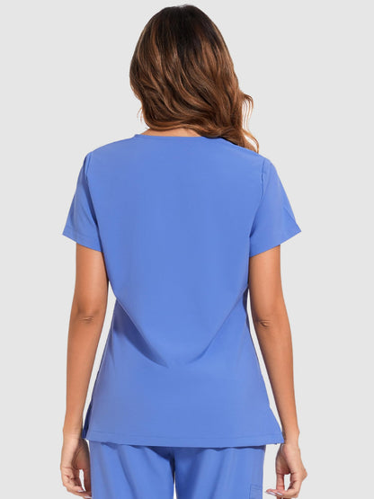 Luna V-Neck Scrub Top — Ceil Blue — 3