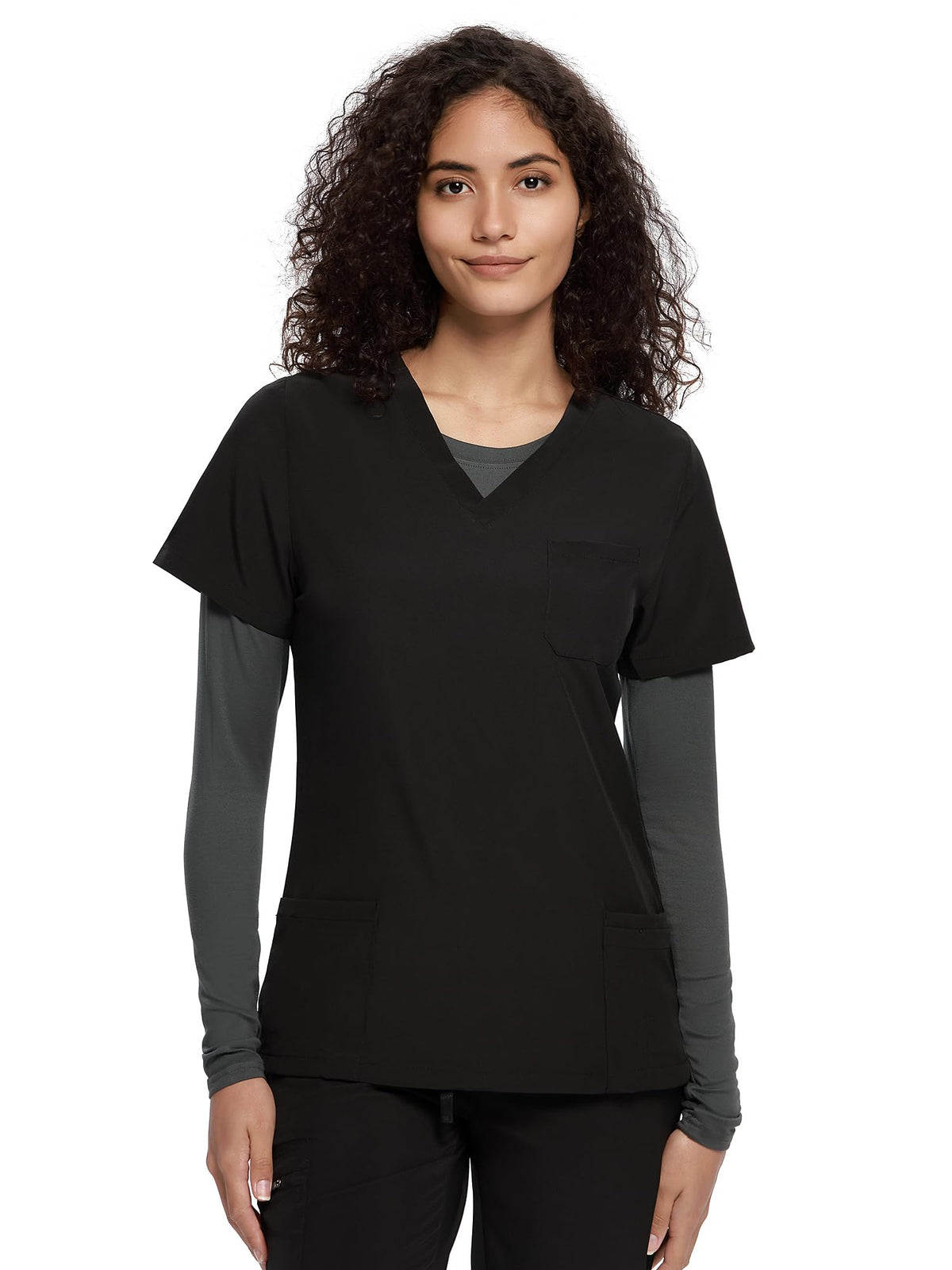Mira Long Sleeve Crew Neck Underscrub 3-Pack — Dark Grey — 6