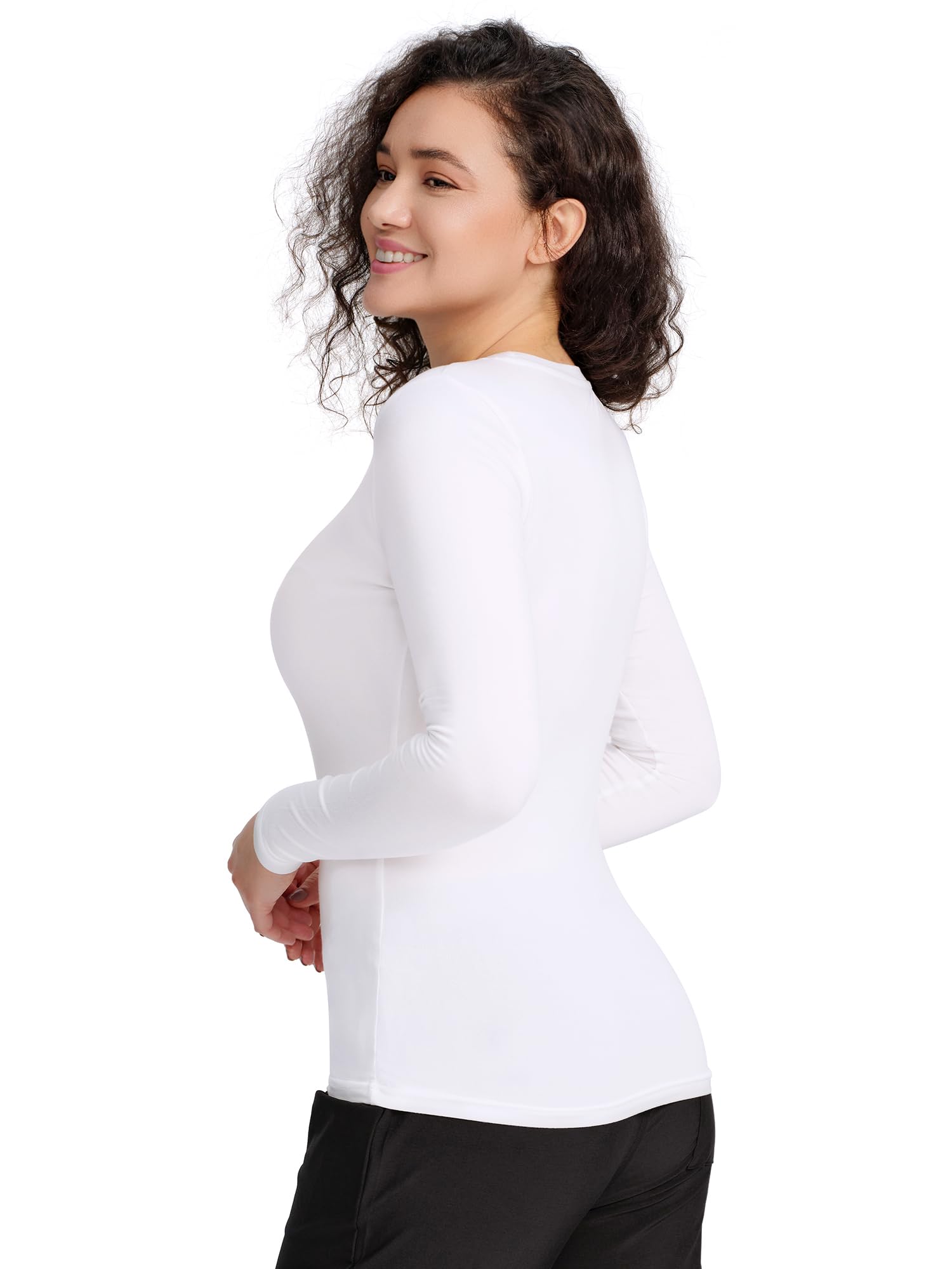 CSDD03 Women's 2-Pack Long-Sleeve Underscrub Top — White/White — 3