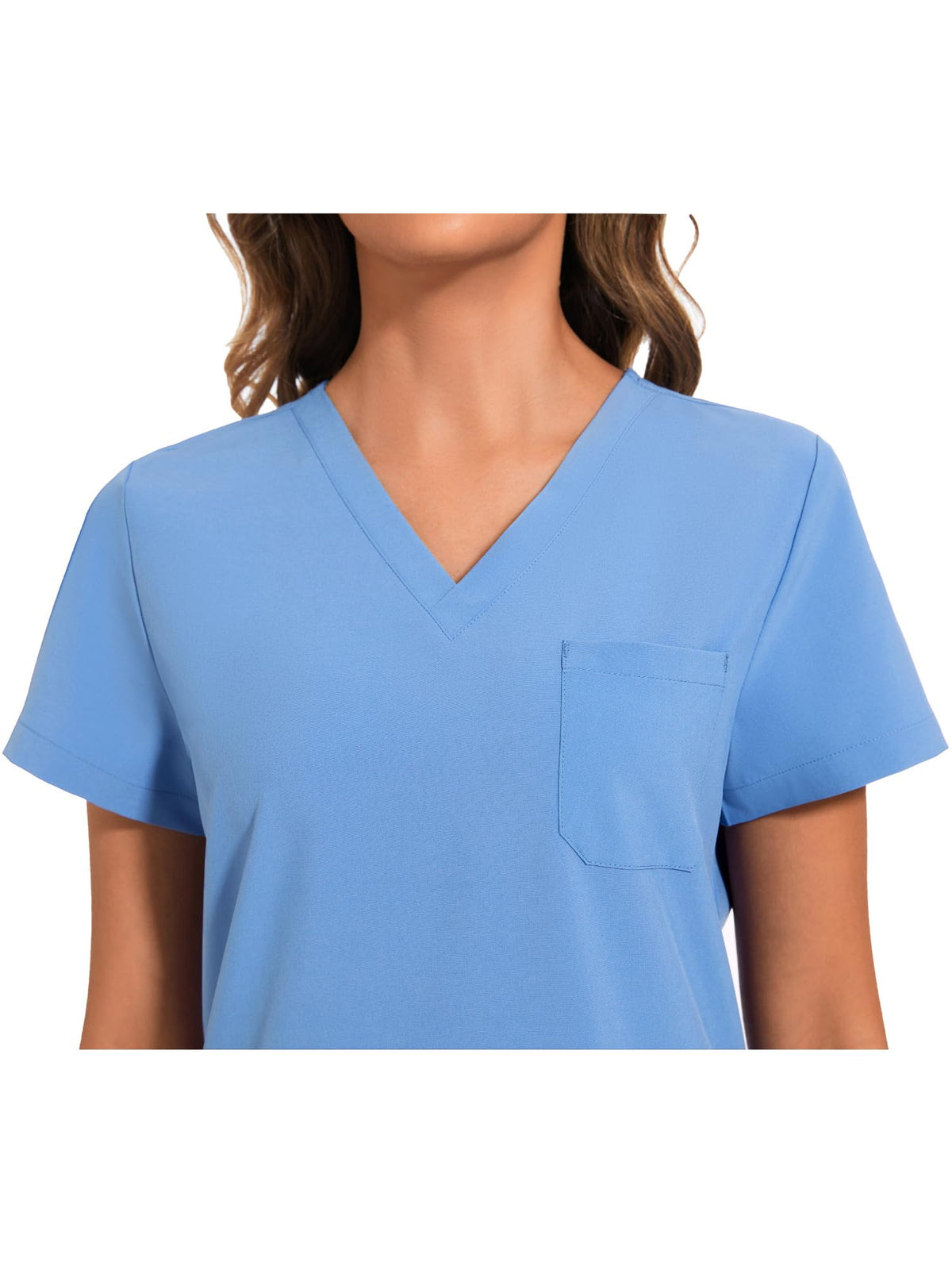 Luna V-Neck Scrub Top — True Ceil Blue — 4