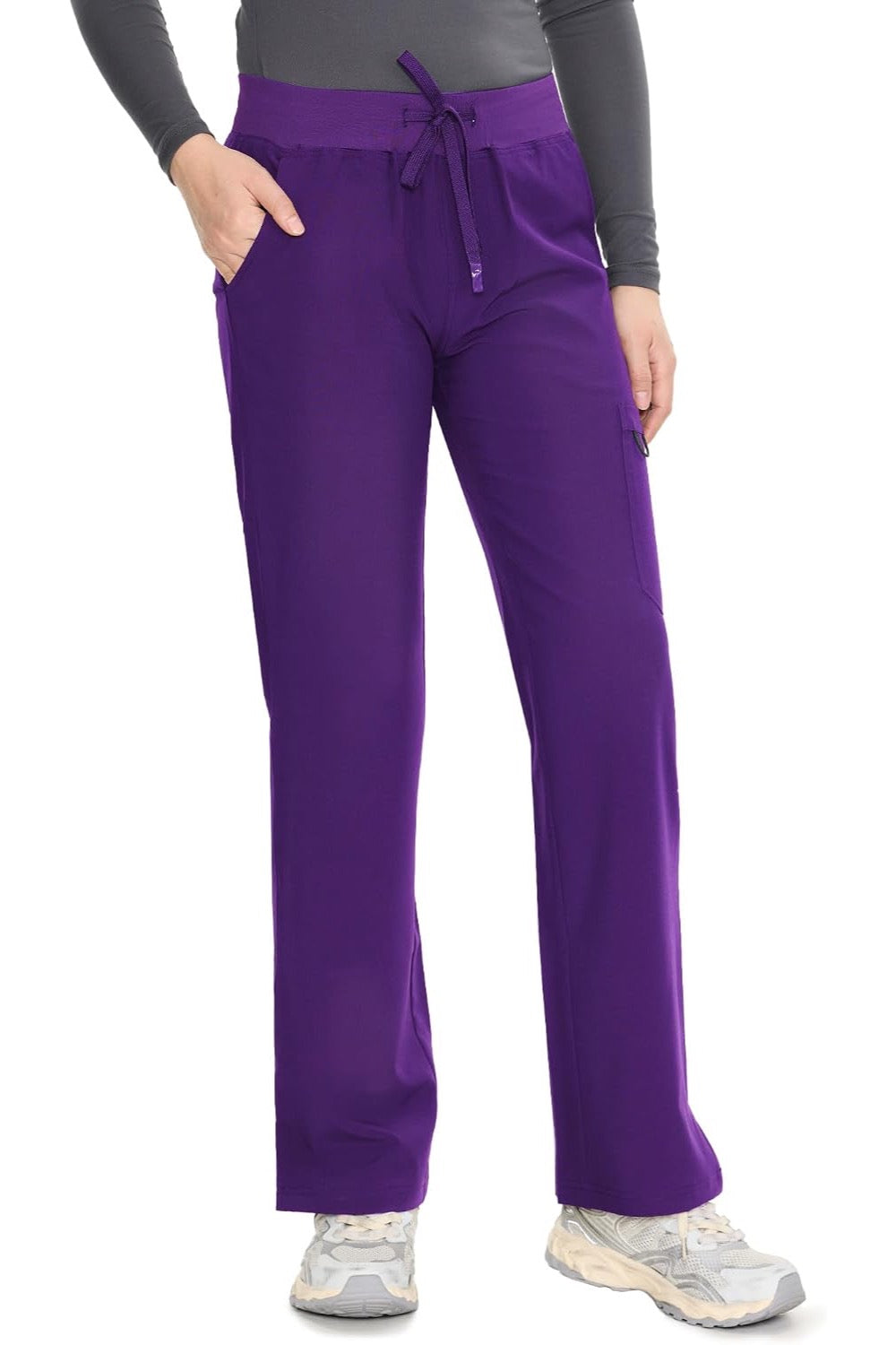 COZYFIT women's dark purple straight-leg cargo scrub pants - image 7