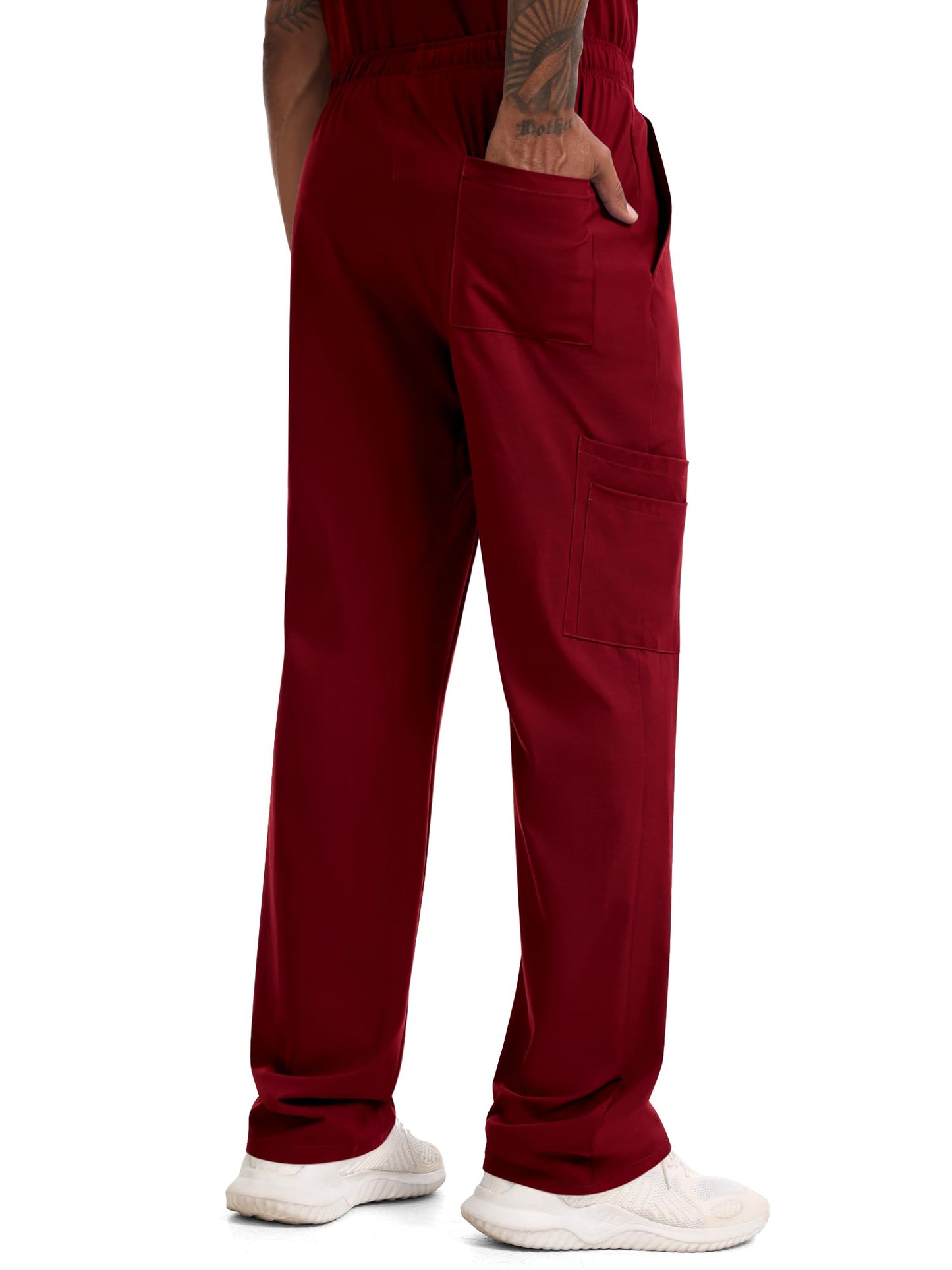 CST11P11 Men's Straight-Leg Scrub Pants — Burgundy — 7