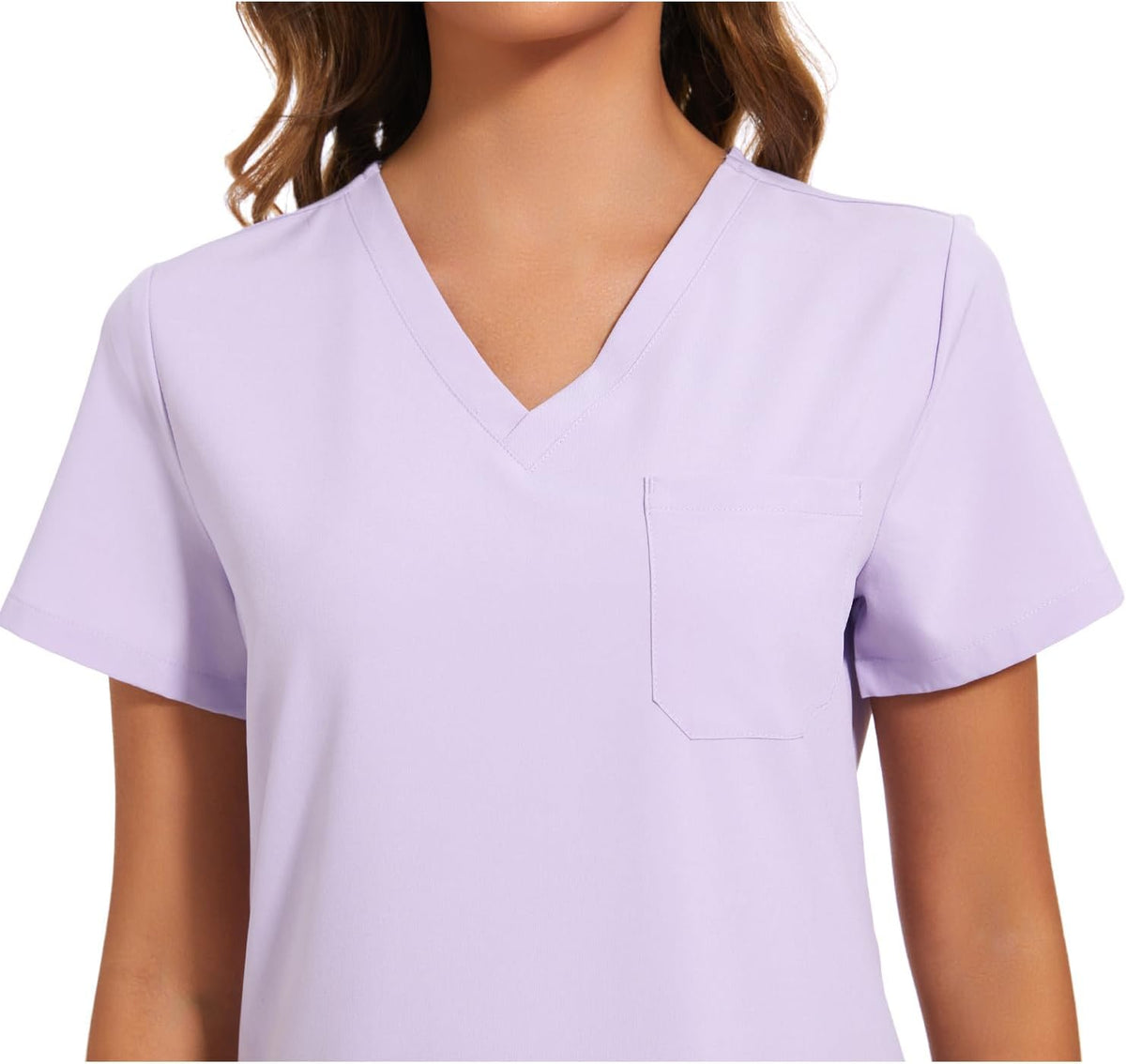 Luna V-Neck Scrub Top — Light Lilac Purple — 4