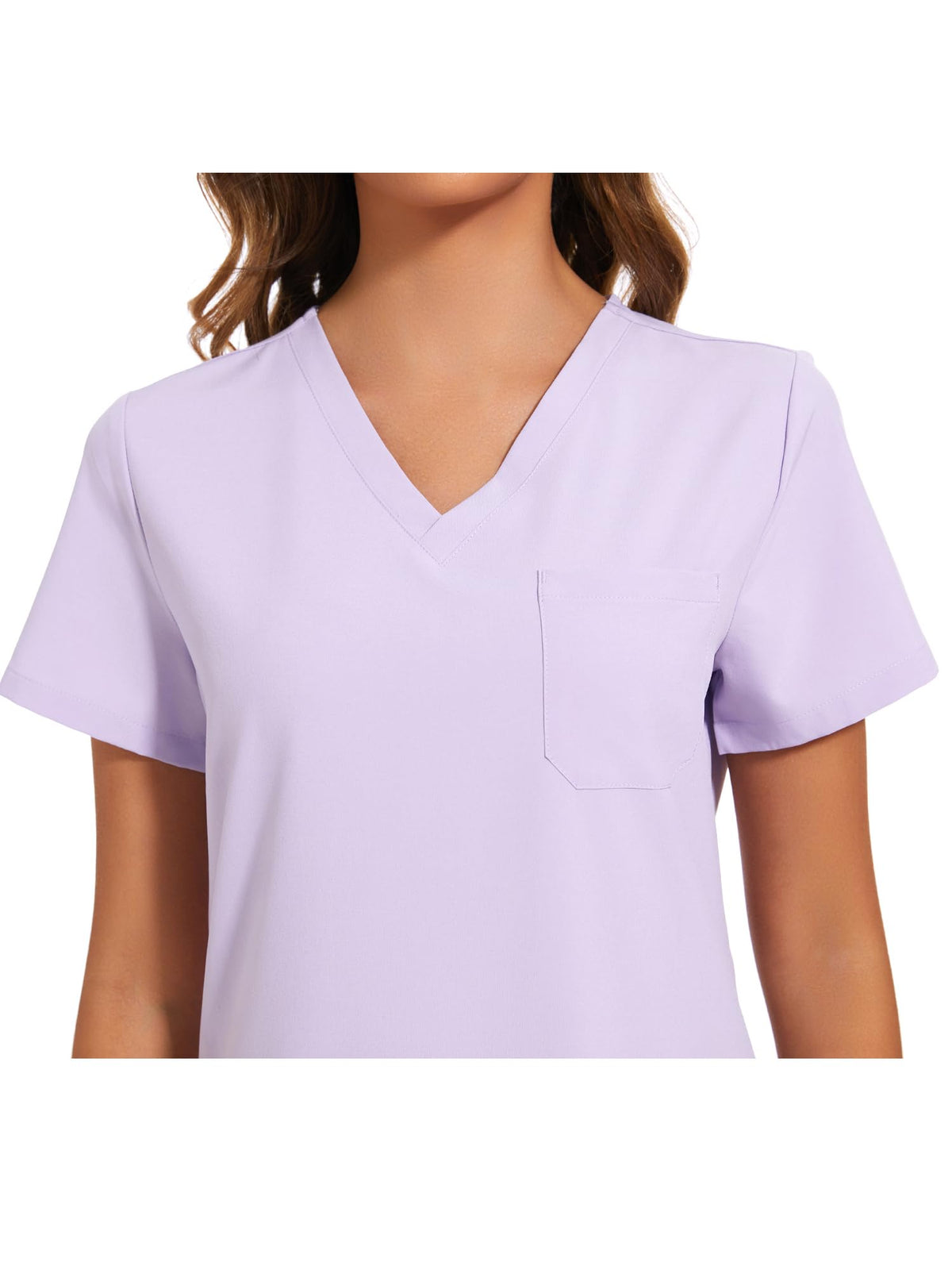 Luna V-Neck Scrub Top — Light Lilac Purple — 4