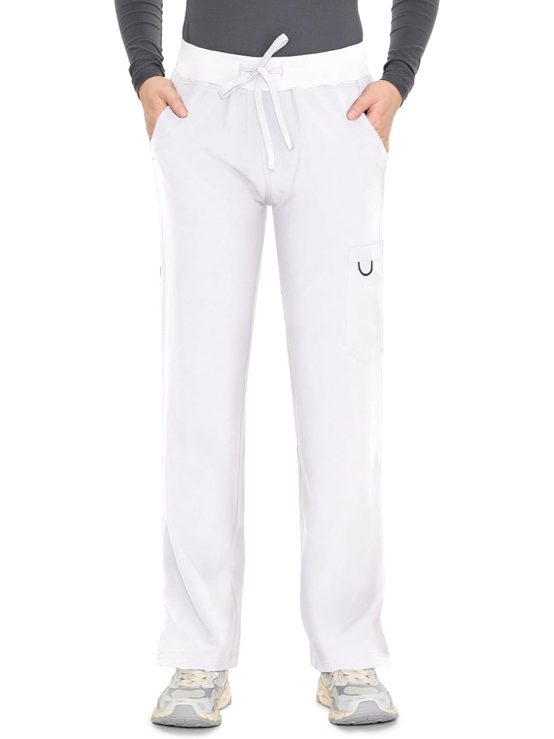 COZYFIT women's white straight-leg cargo scrub pants - image 2