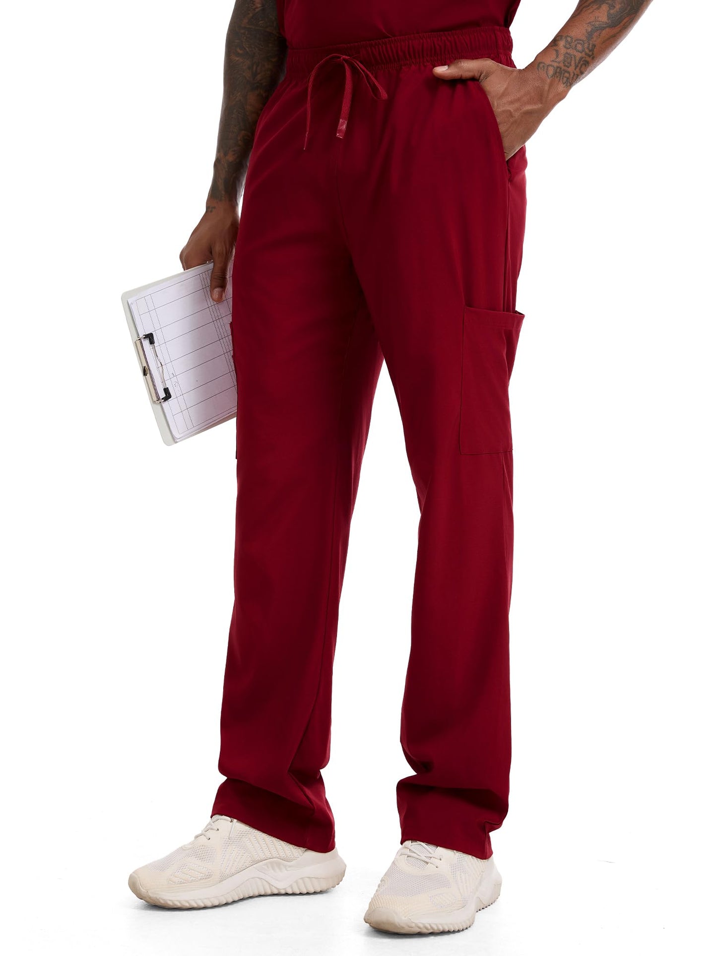 CST11P11 Men's Straight-Leg Scrub Pants — Burgundy — 3