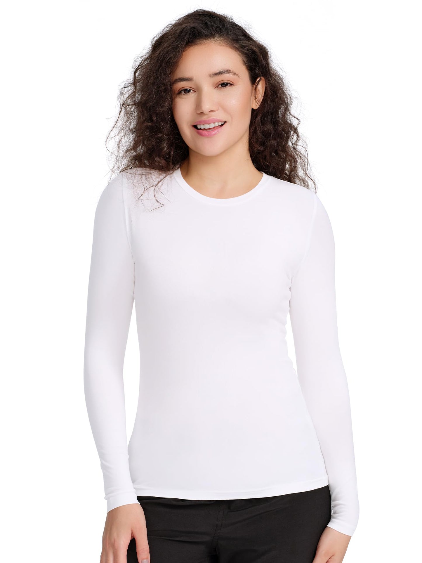 CSDD03 Women's 2-Pack Long-Sleeve Underscrub Top — White/White — 2
