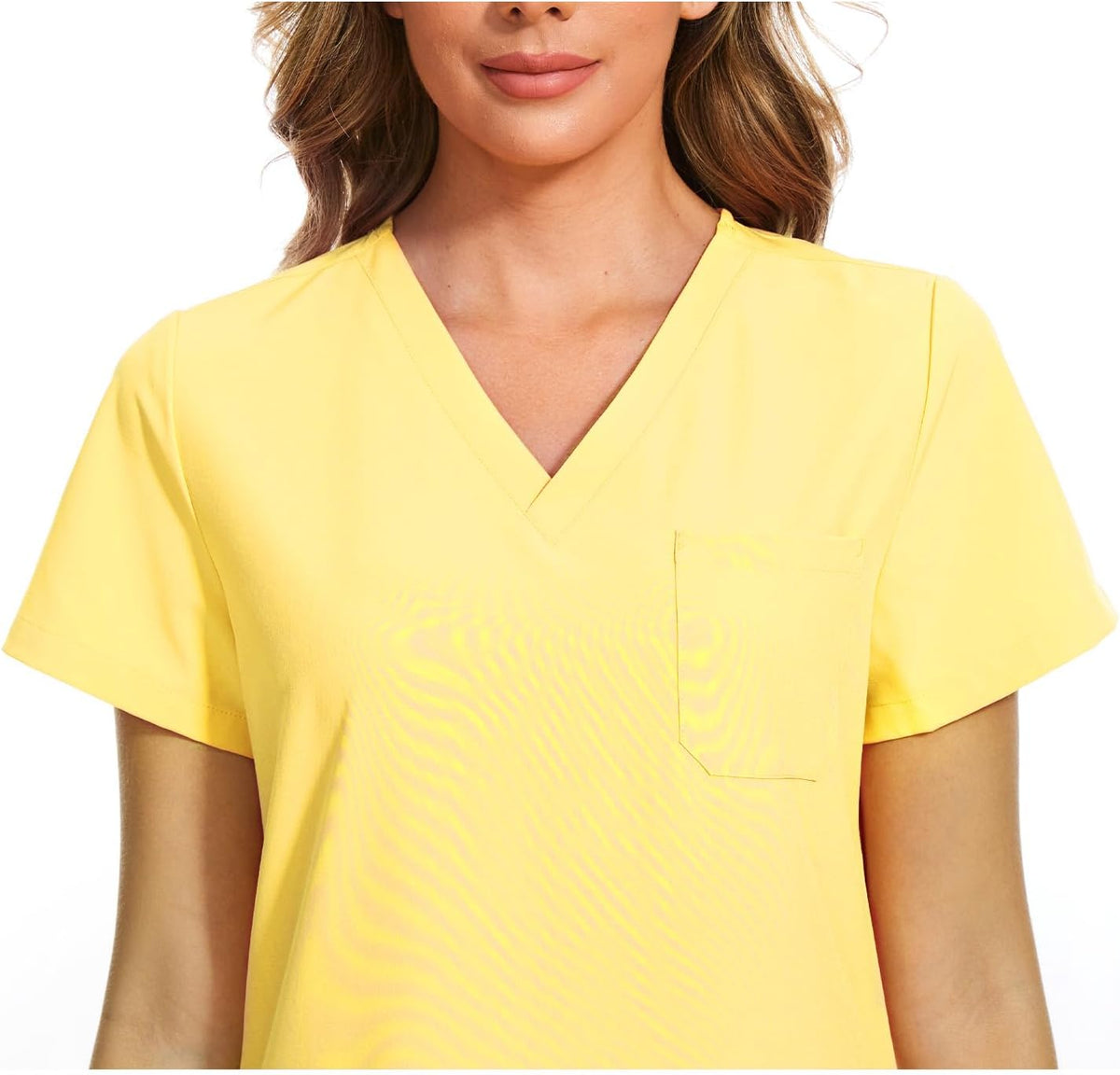 Luna V-Neck Scrub Top — Lemon Yellow — 4