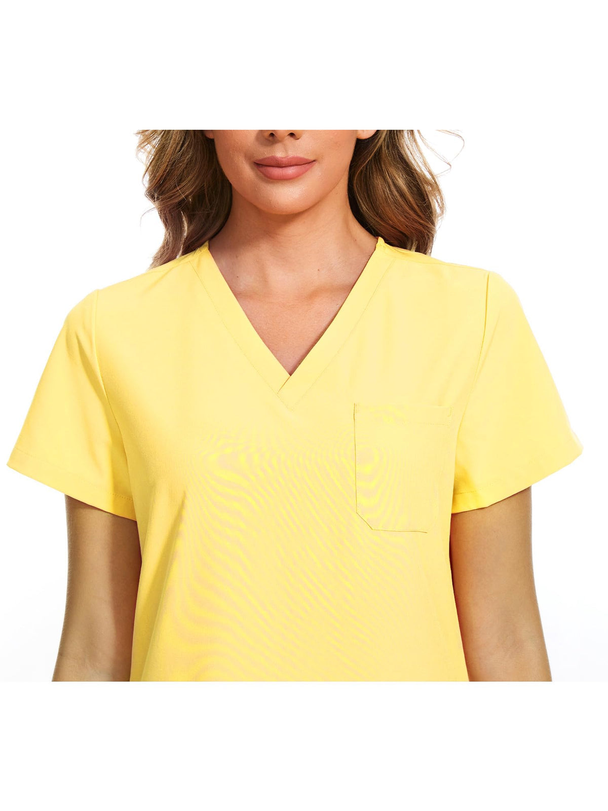Luna V-Neck Scrub Top — Lemon Yellow — 4