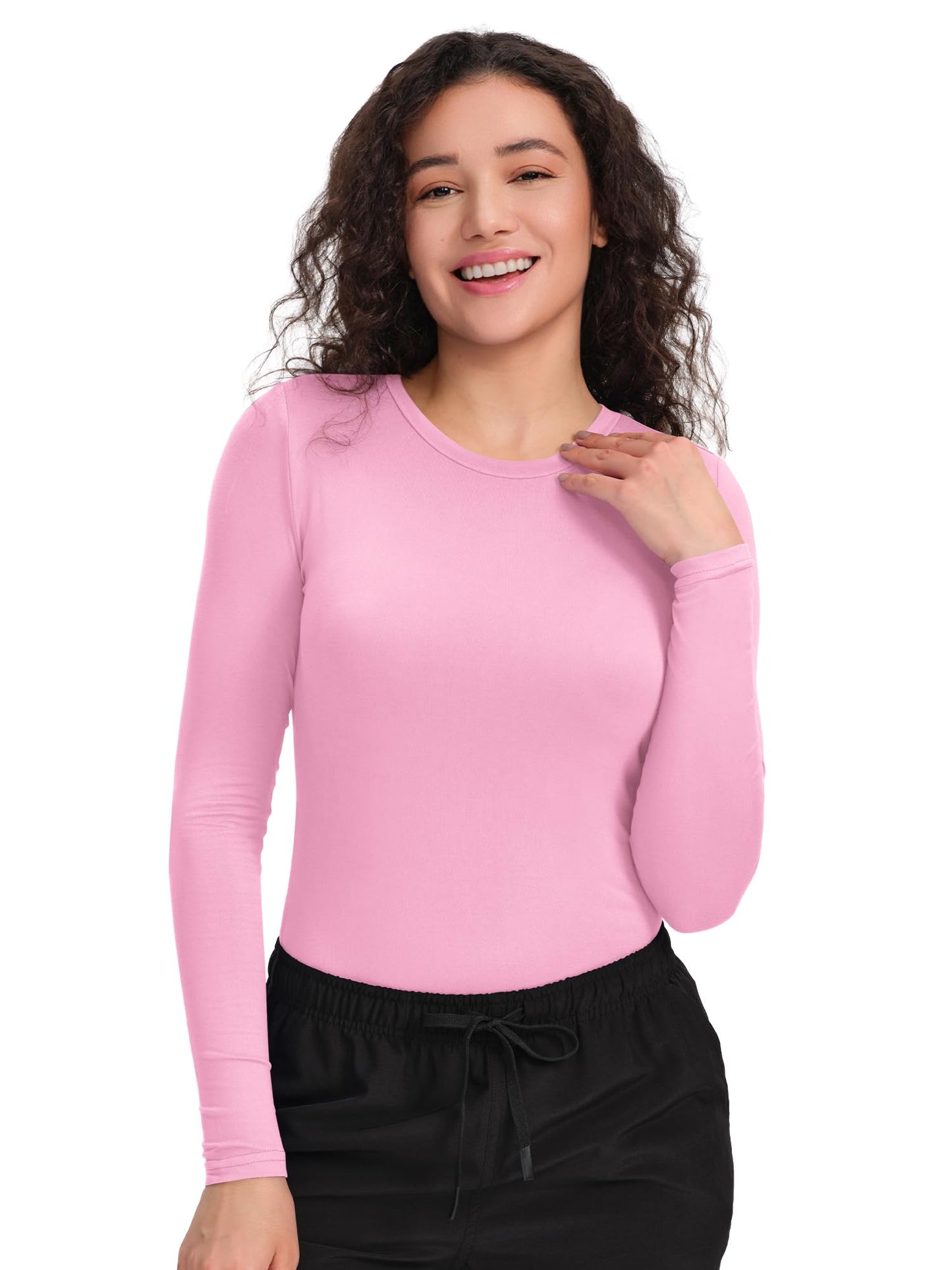 CSDD03 Women's 2-Pack Long-Sleeve Underscrub Top — Light Purple/Pink — 5
