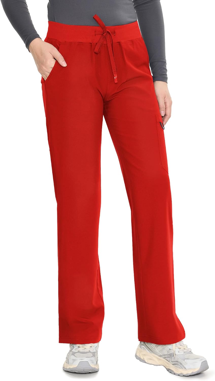 COZYFIT women's red straight-leg cargo scrub pants - image 7