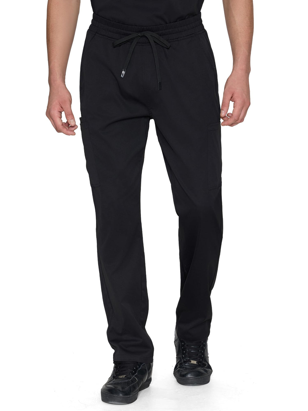 Orion Straight-Leg Scrub Pants, Black, Front View