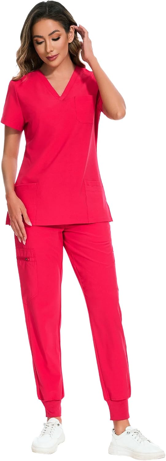 Luna Scrub Set — Rose Red — 4