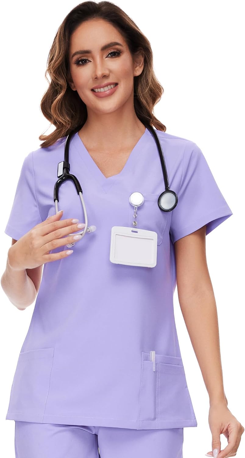 Luna V-Neck Scrub Top — Light Purple — 1