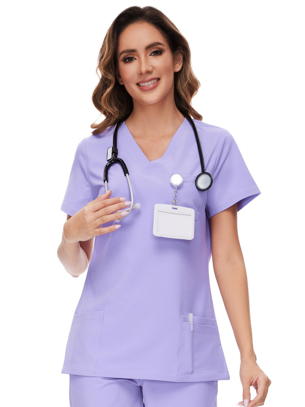 Luna V-Neck Scrub Top — Light Purple — 1