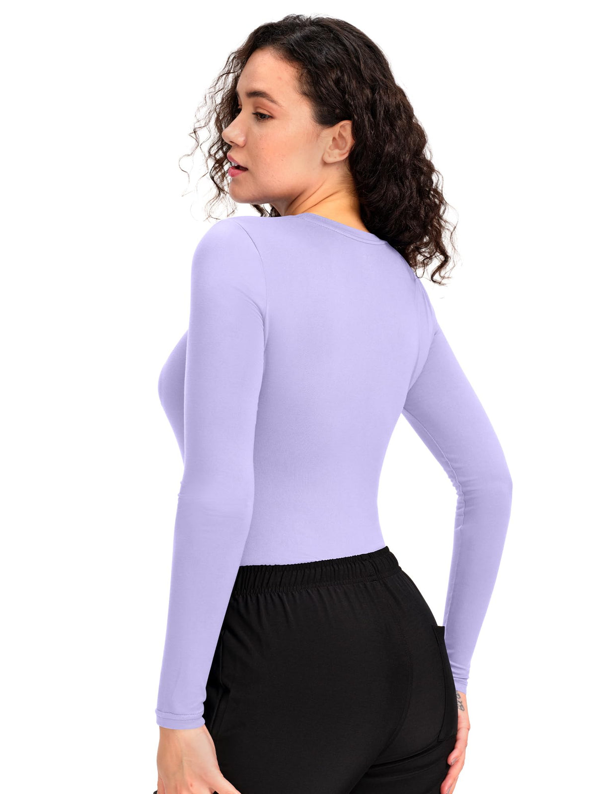 CSDD03 Women's 2-Pack Long-Sleeve Underscrub Top — Light Purple/Pink — 3