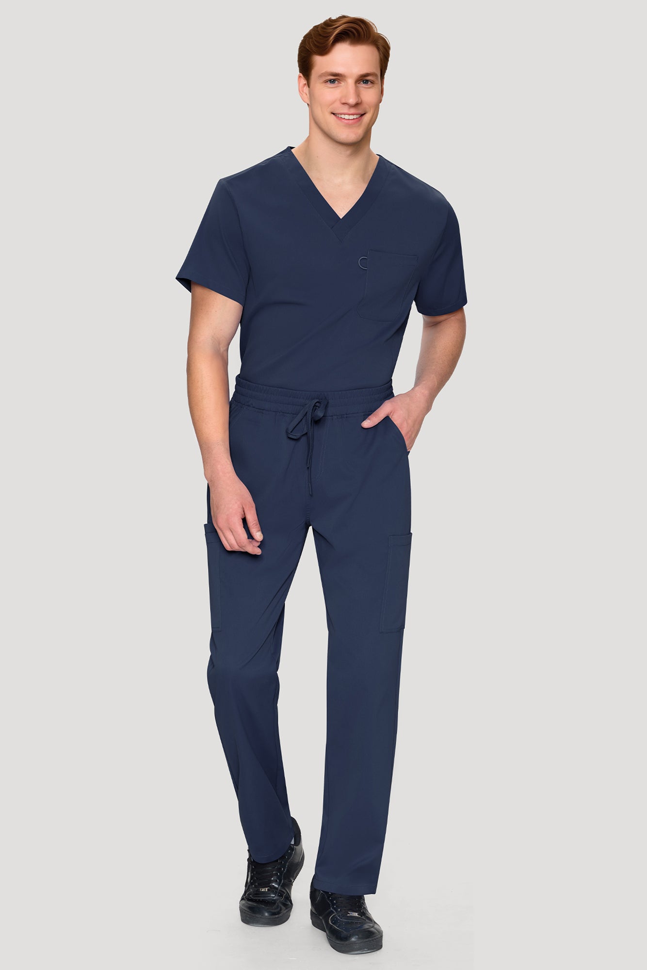 COZYFIT Scrubs for Men Set - V-Neck Scrub Top and Straight Leg Pants with 11 Pockets