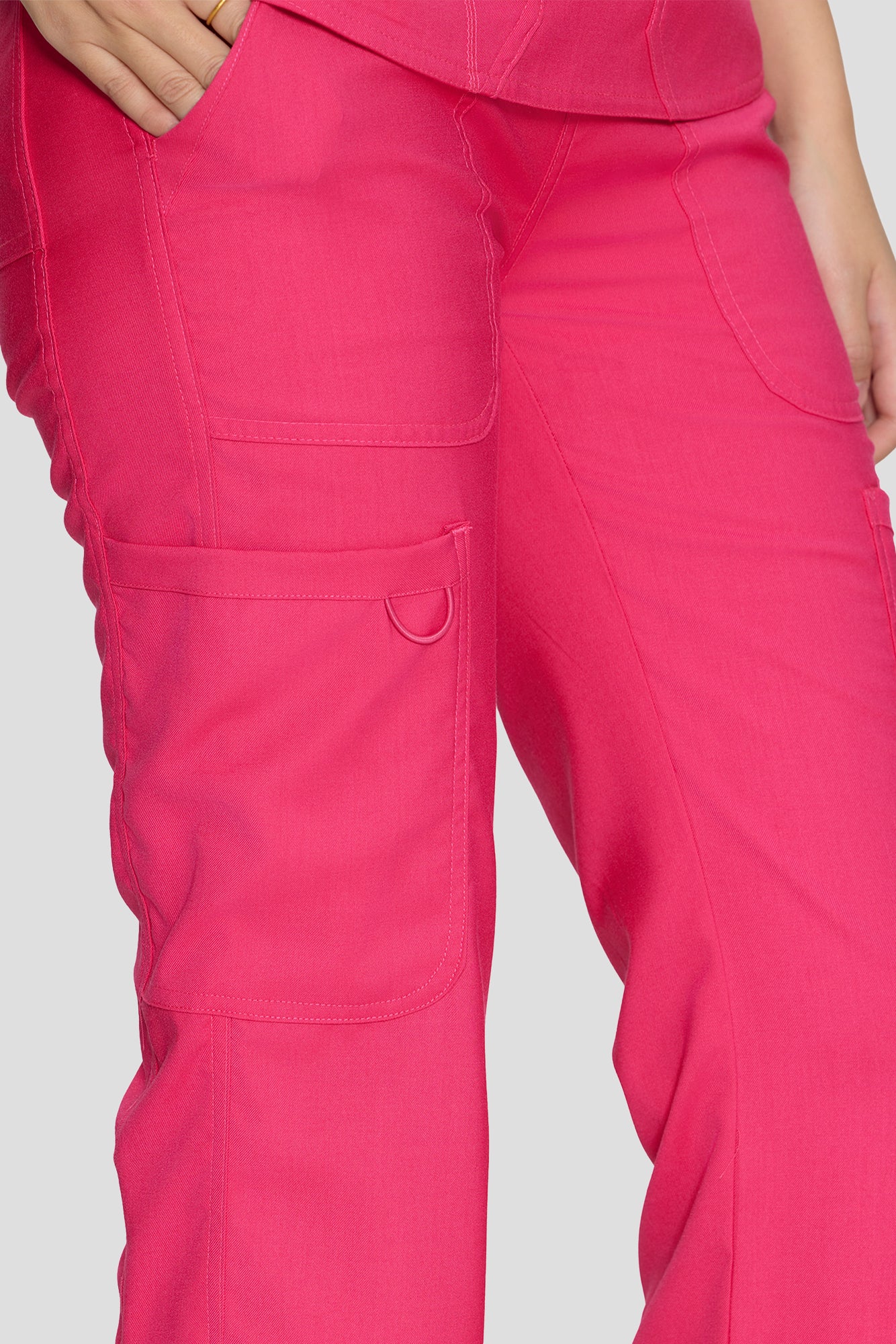 Scrubs for Women Set, V-Neck Top & Straight Leg Cargo Pants. 9 Pockets. Side Ribbed Panels, Side Slits, Ultra-Soft Stretch Fabric, Breathable Medical Uniform for Workwear
