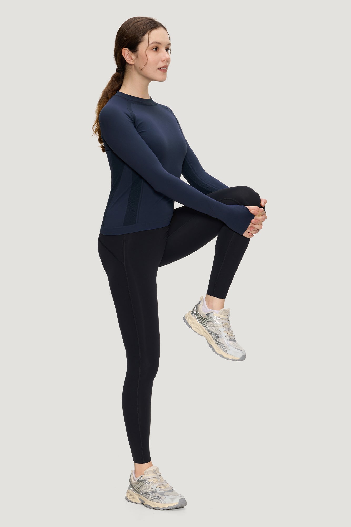 Underscrub Long Sleeve Women, Seamless Athletic Undershirt Cotton Shirts, Thumb Holes Workout Tops