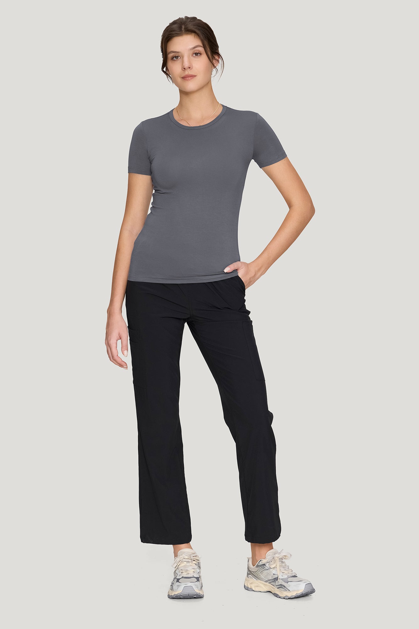 Women's Underscrubs Short Sleeve - Crew Neck Scrubs Tee, Silky Knit Undershirts for Nurse