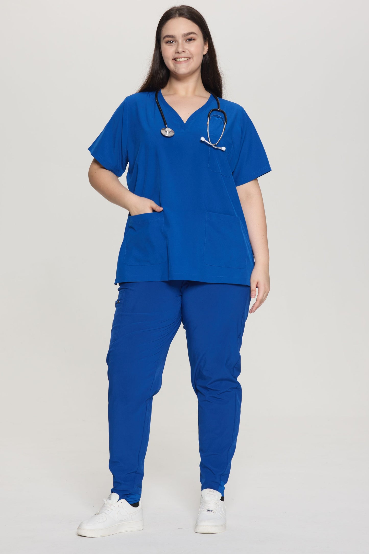 COZYFIT Curved V-Neck Scrub Tops with 3 Pockets