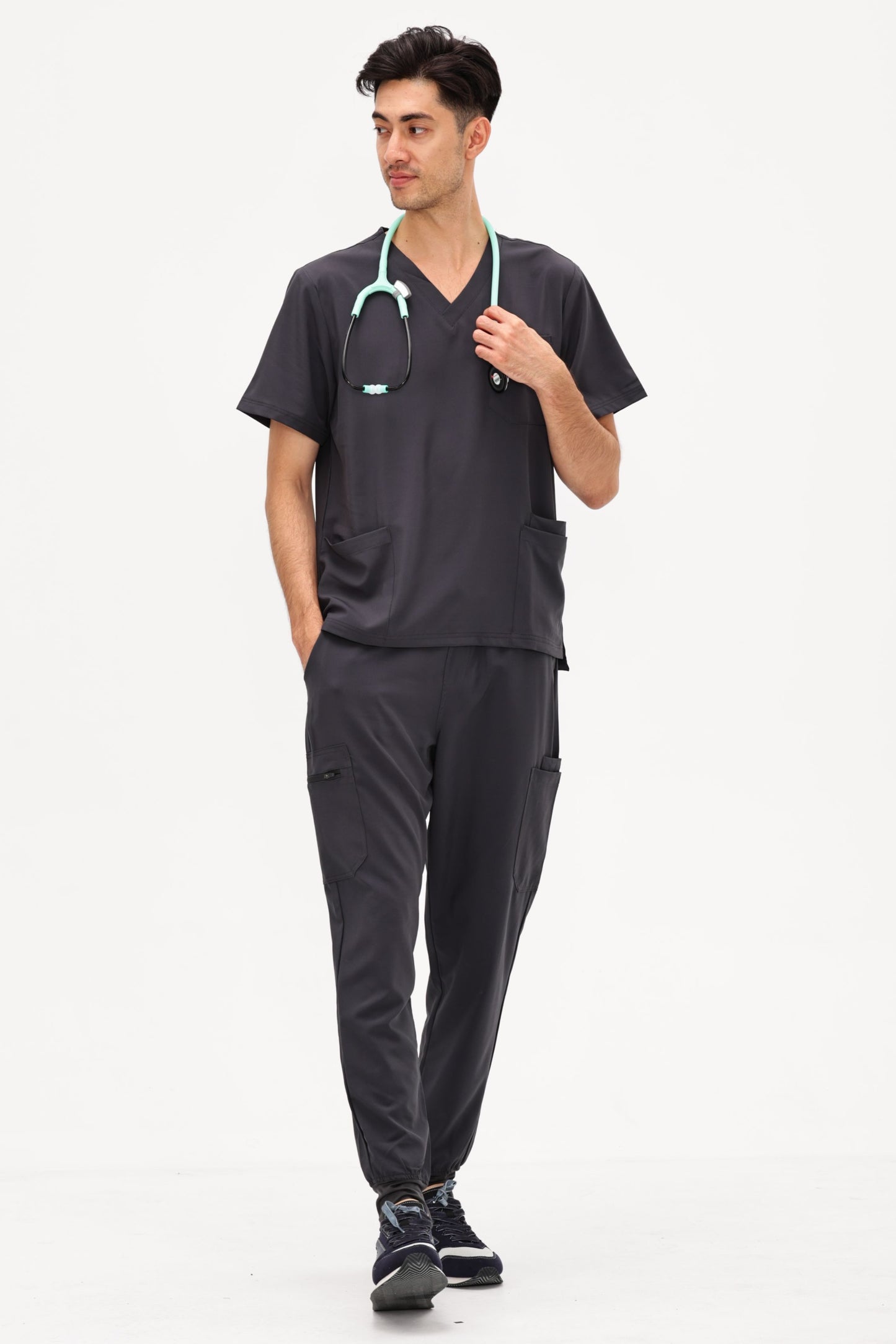 COZYFIT  V-Neck Scrubs Tops with 3 Pockets for Men