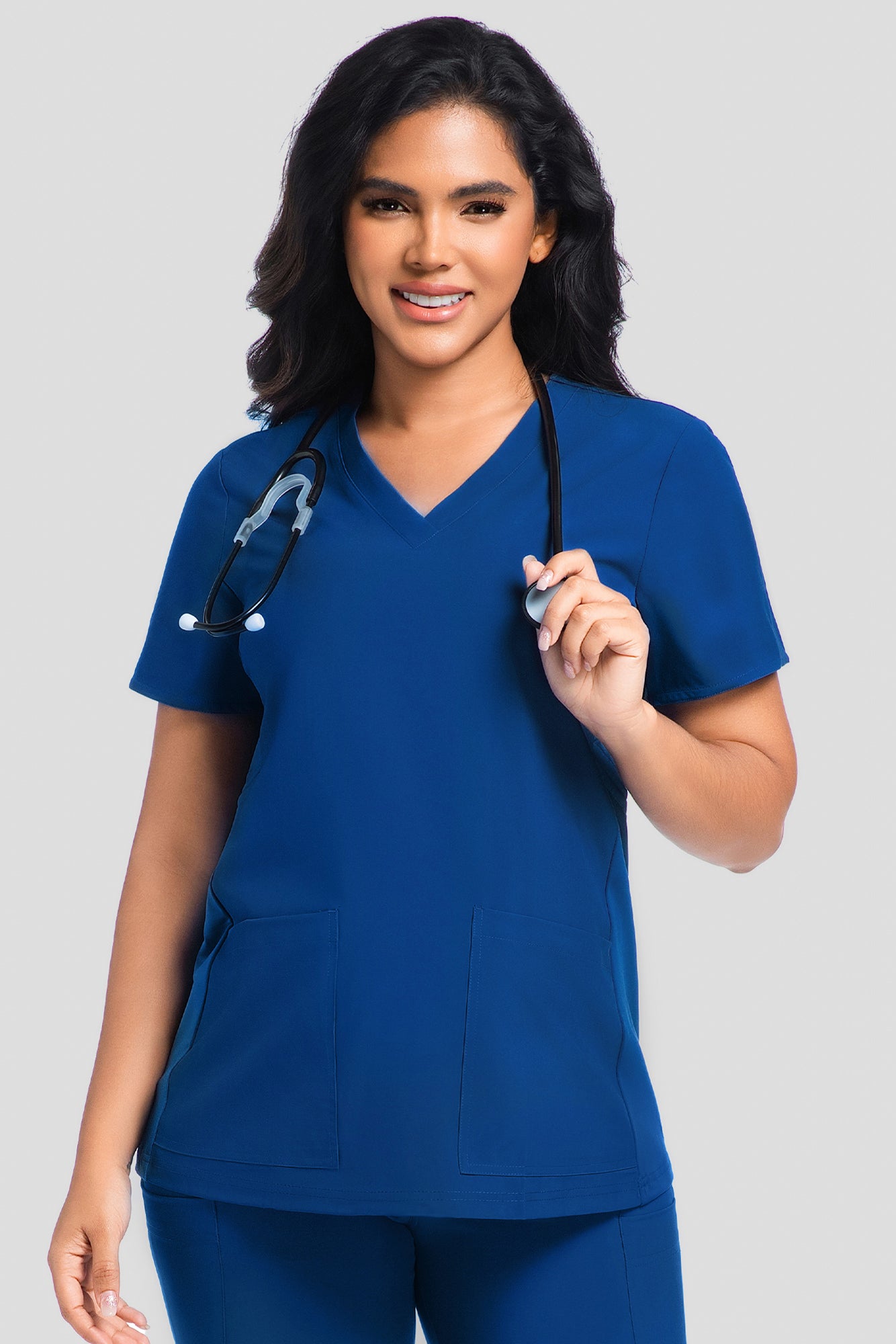 Maternity Scrub Top - V-Neck Shirt, Workwear Pregnancy Scrubs with 2 Pockets