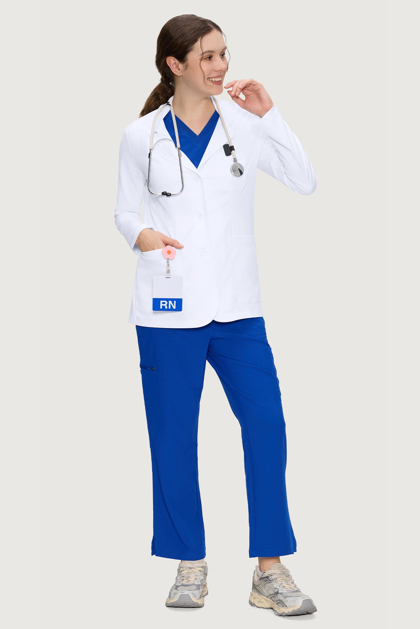 White Lab Coat for Women, Button Front Consultation Coat, White | 4 Pockets, Long Sleeve Layer, Soft Comfot Fabric, For Students, Doctors, Clinic Work, Daily Rounds, Workwear, Costume