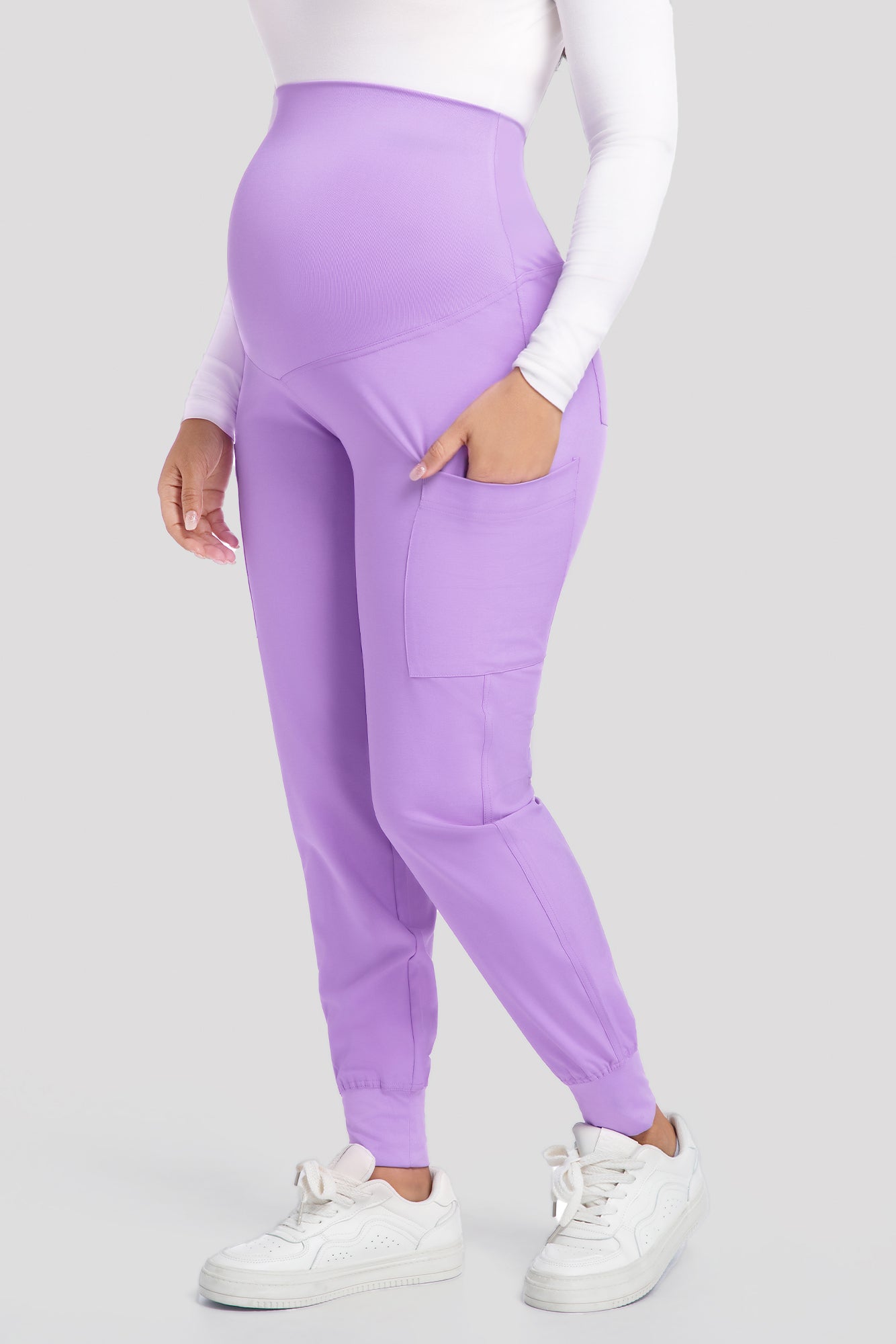 COZYFIT Maternity Scrub Pants - Pregnancy Jogger Pants for Women Workwear with Stretch Belly Panel, 4 Pockets