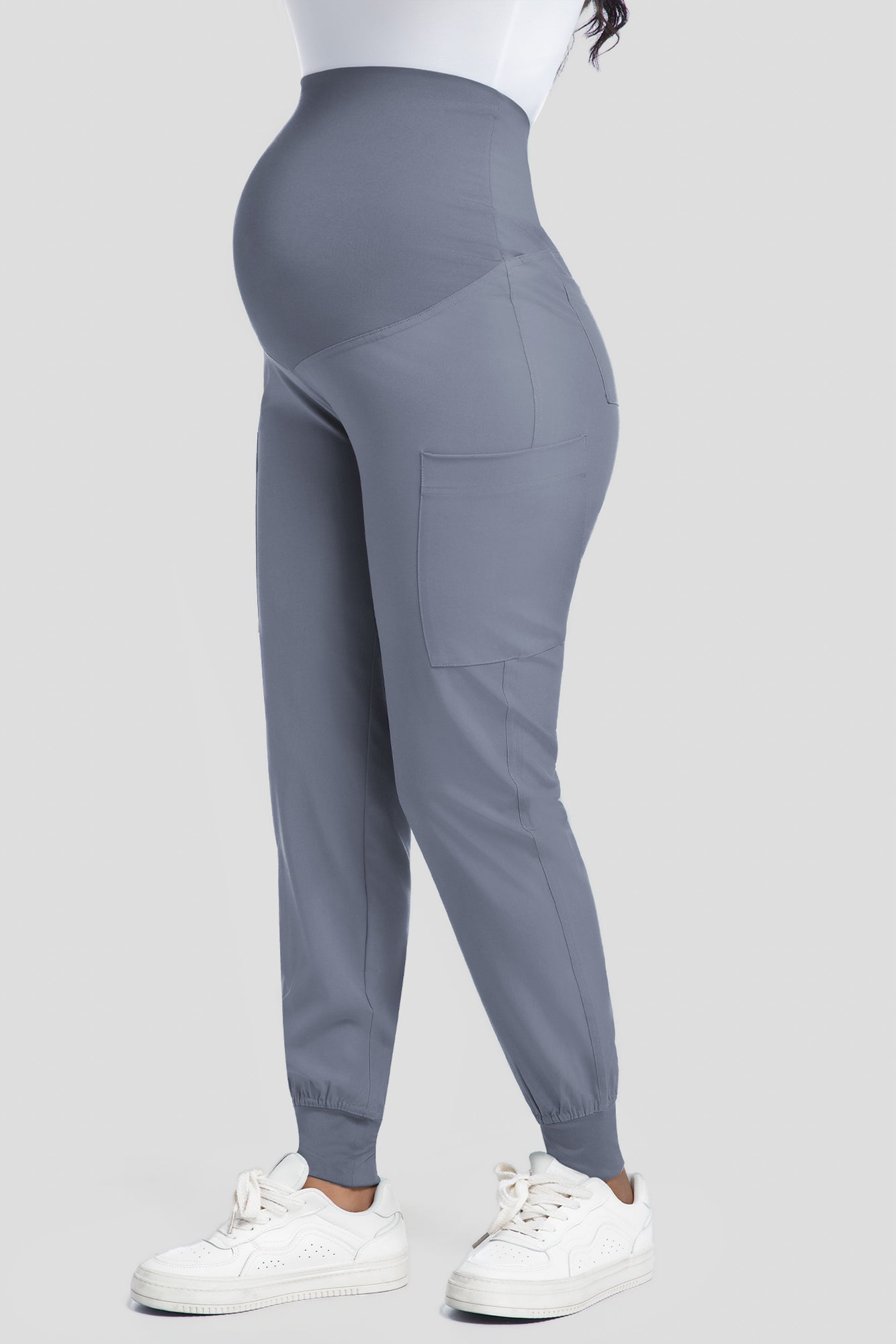 COZYFIT Maternity Scrub Pants - Pregnancy Jogger Pants for Women Workwear with Stretch Belly Panel, 4 Pockets