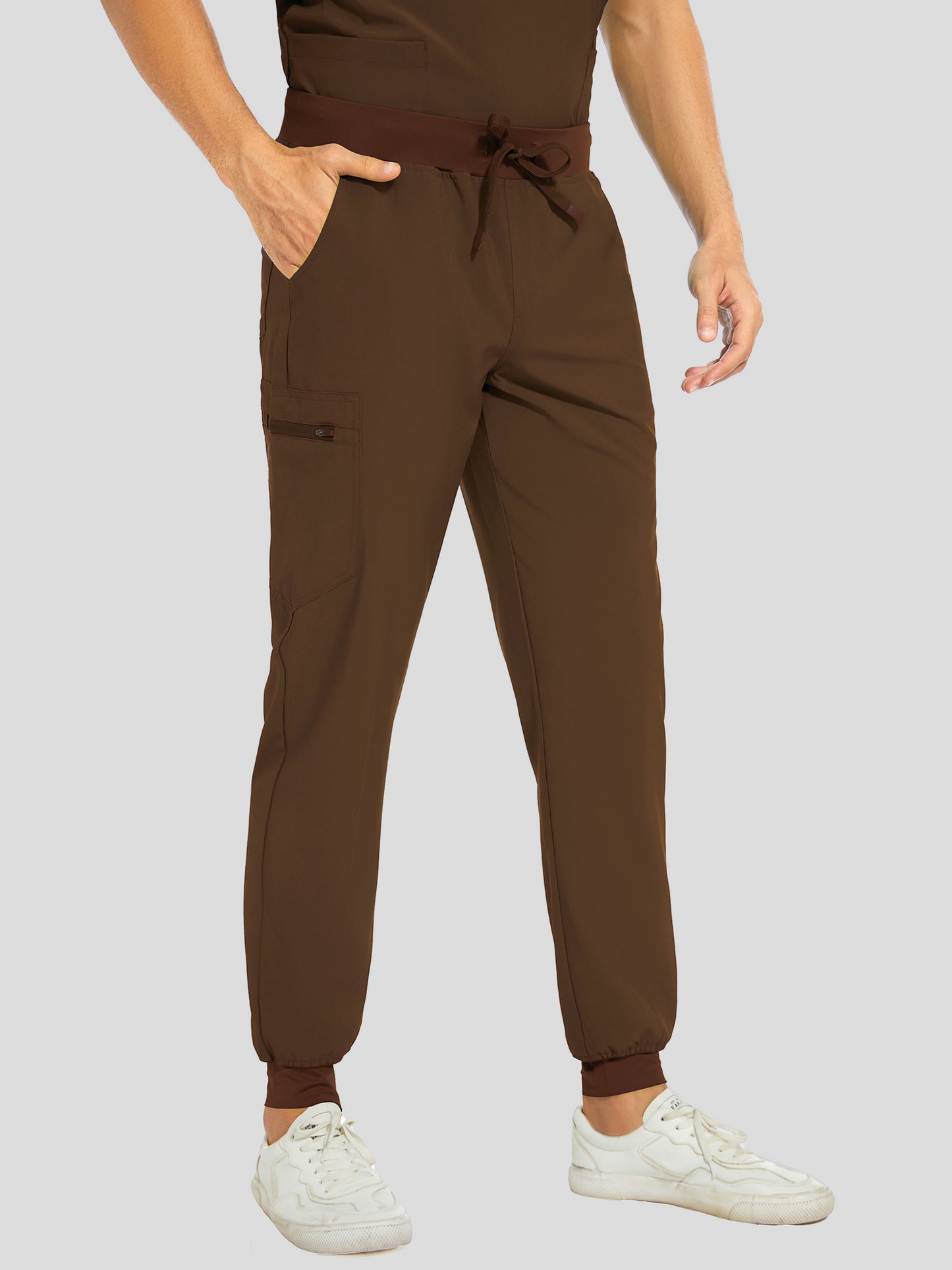 COZYFIT V-Neck Scrub Top & Jogger Pant with 8 Pockets, Yoga Waistband, Anti-Wrinkle Scrubs for Men