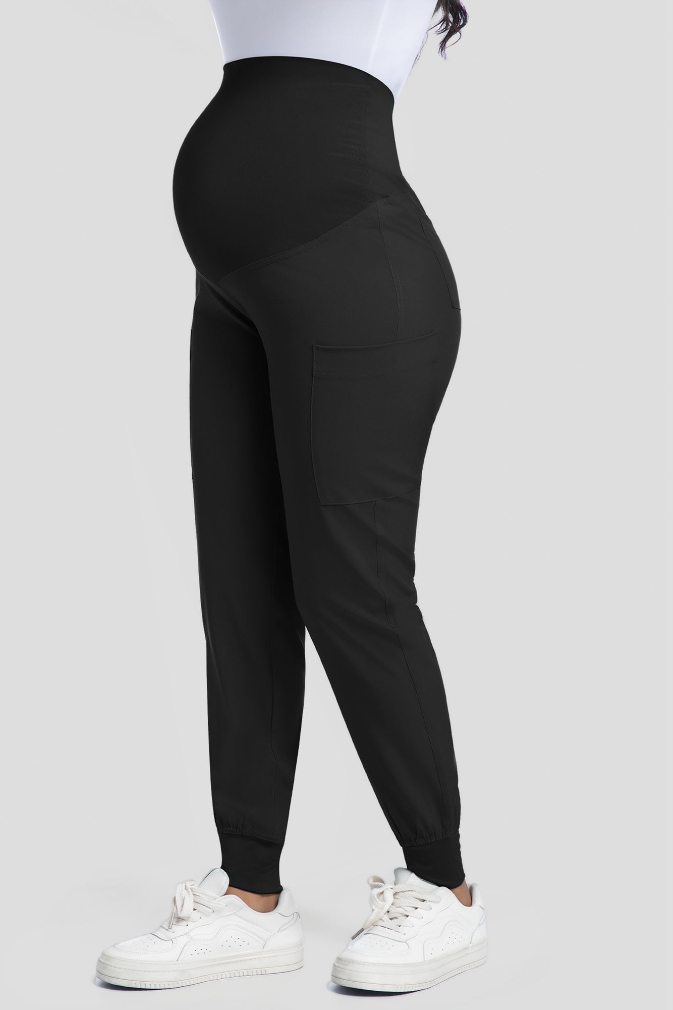 COZYFIT Maternity Scrub Pants - Pregnancy Jogger Pants for Women Workwear with Stretch Belly Panel, 4 Pockets