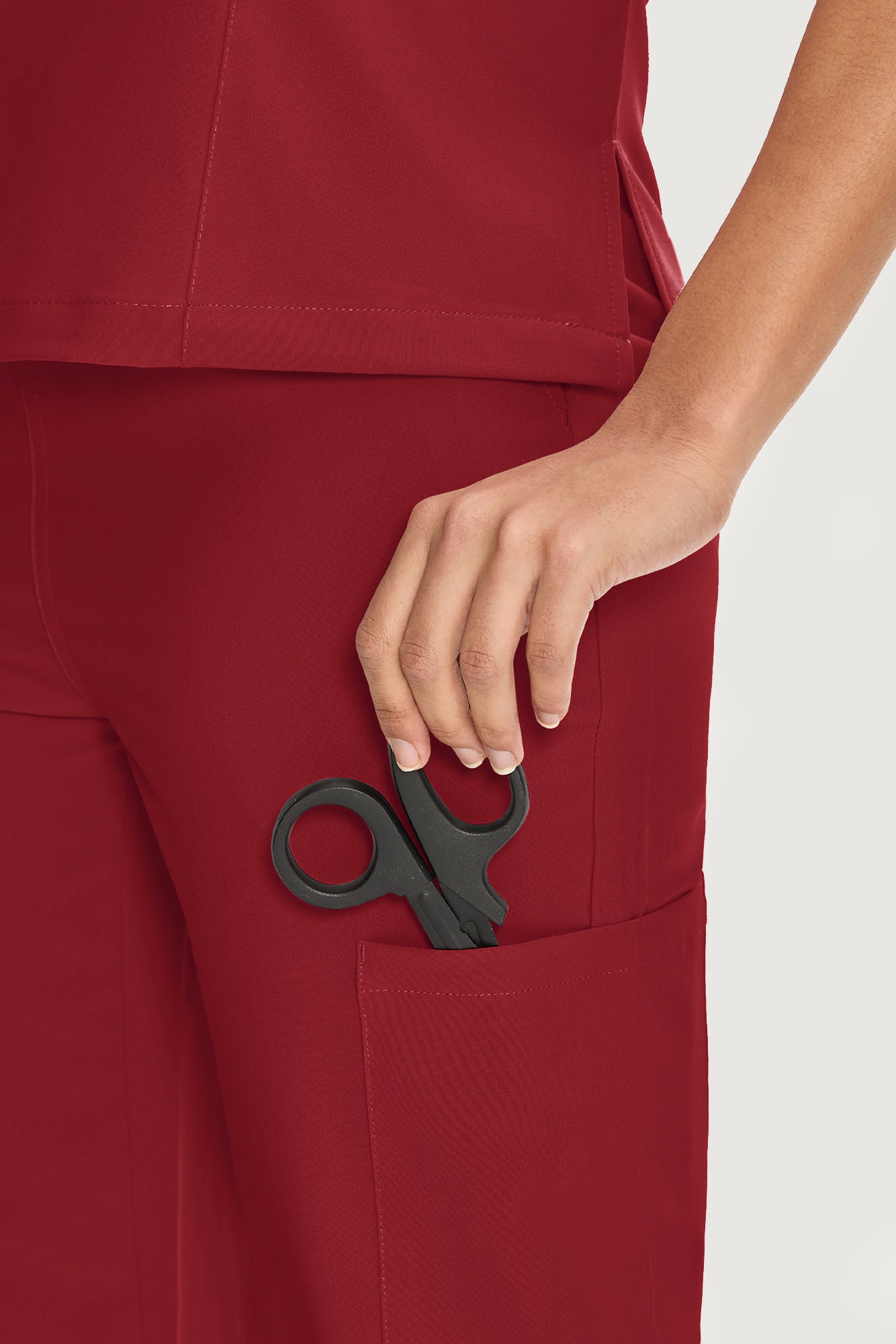 COZYFIT  V-Neck Scrub Top & Straight Leg Pants with 9 Pockets