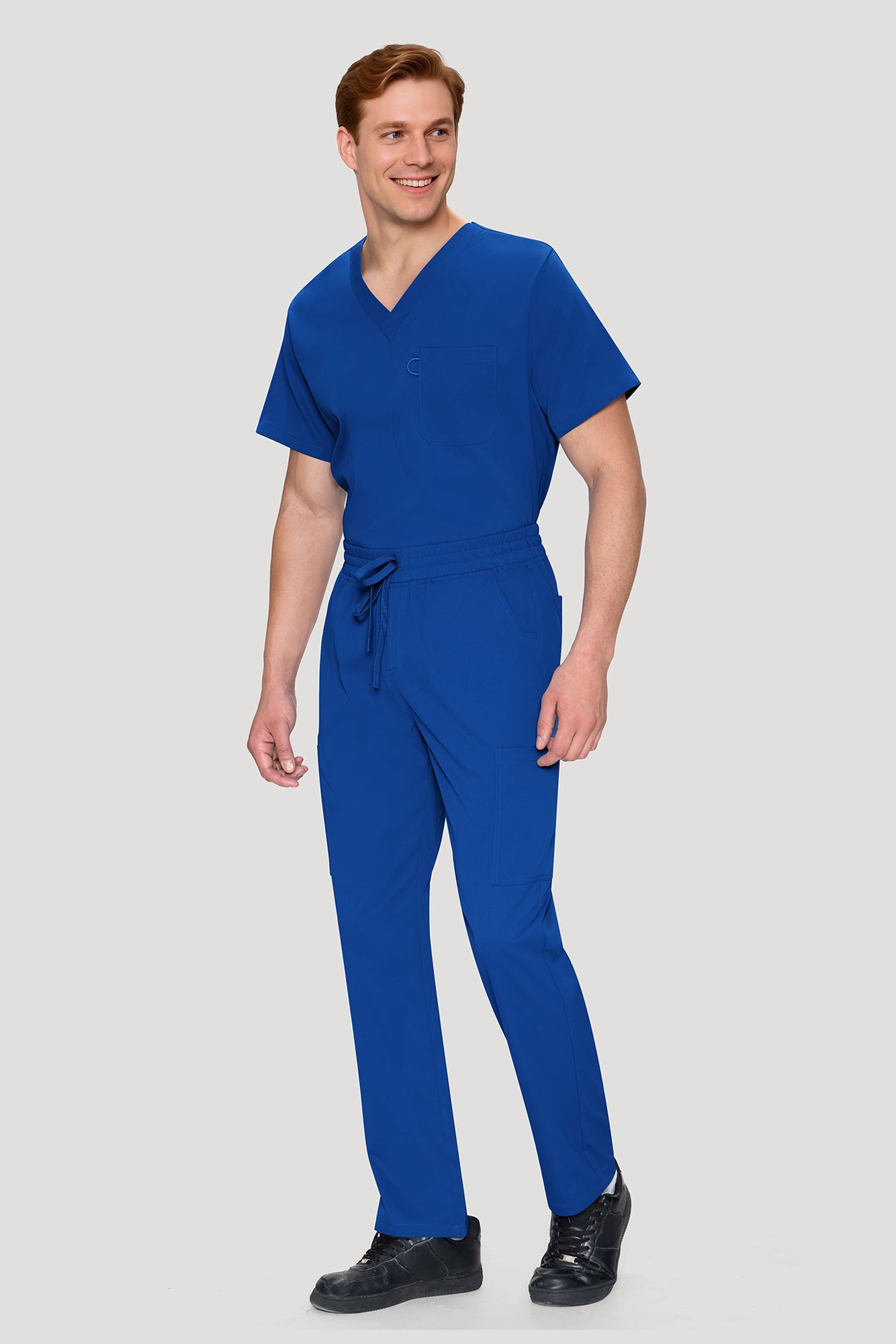 COZYFIT Scrubs for Men Set - V-Neck Scrub Top and Straight Leg Pants with 11 Pockets