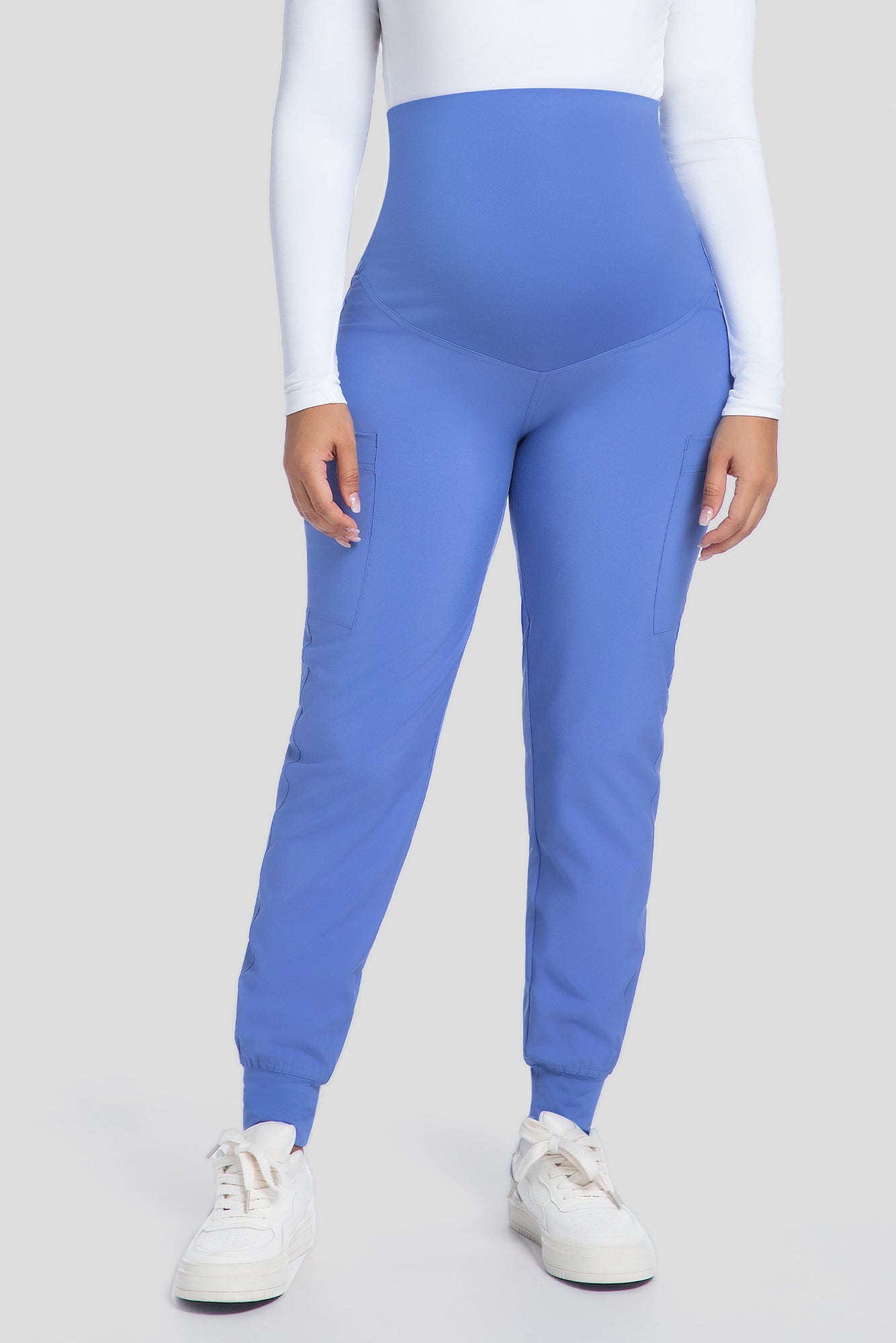 COZYFIT Maternity Scrub Pants - Pregnancy Jogger Pants for Women Workwear with Stretch Belly Panel, 4 Pockets