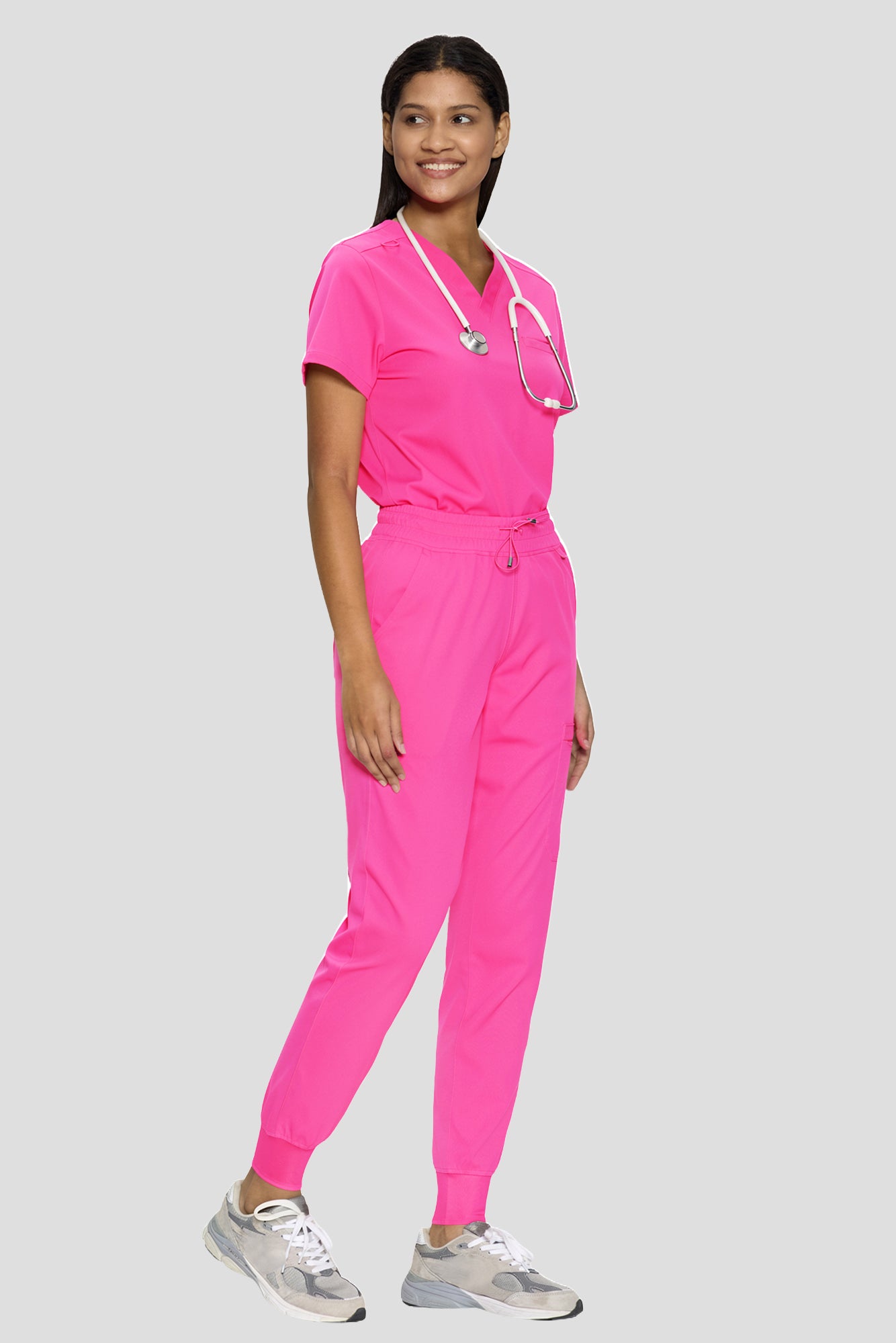Scrubs for Women, V-Neck Top & Cargo Jogger Pants, 9 Pockets Adjustable Drawstring, For Nurses, Clinics, Long Shifts, Daily Medical Uniforms (Previously COZYFIT)
