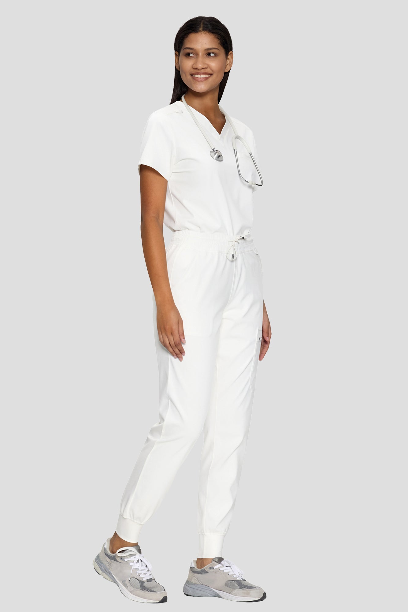 Scrubs for Women, V-Neck Top & Cargo Jogger Pants, 9 Pockets Adjustable Drawstring, For Nurses, Clinics, Long Shifts, Daily Medical Uniforms (Previously COZYFIT)