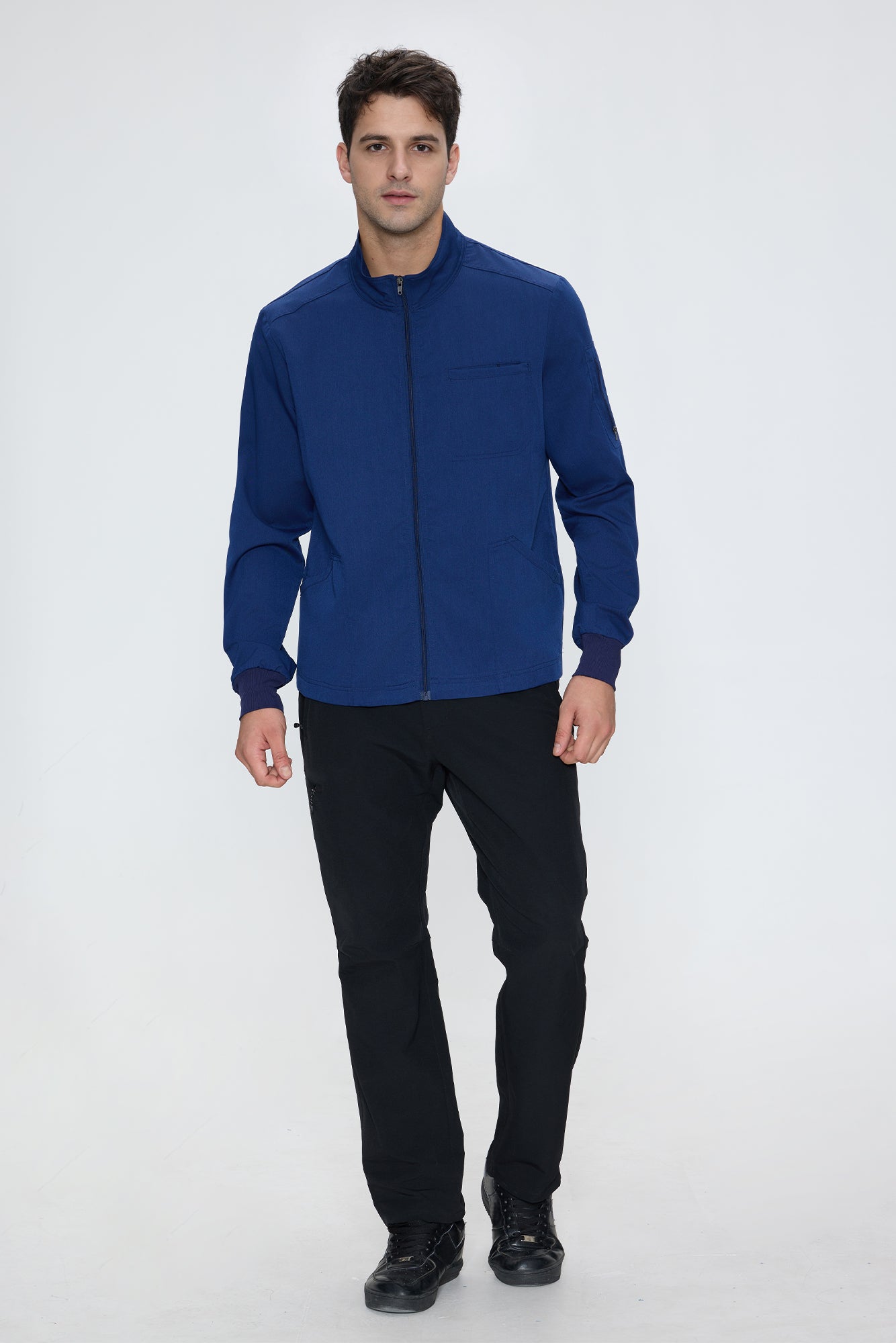 Scrub Jacket Men, Zip Front Men's Medical Scrub Jacket with 5 Pockets, Soft Stretch Fabric