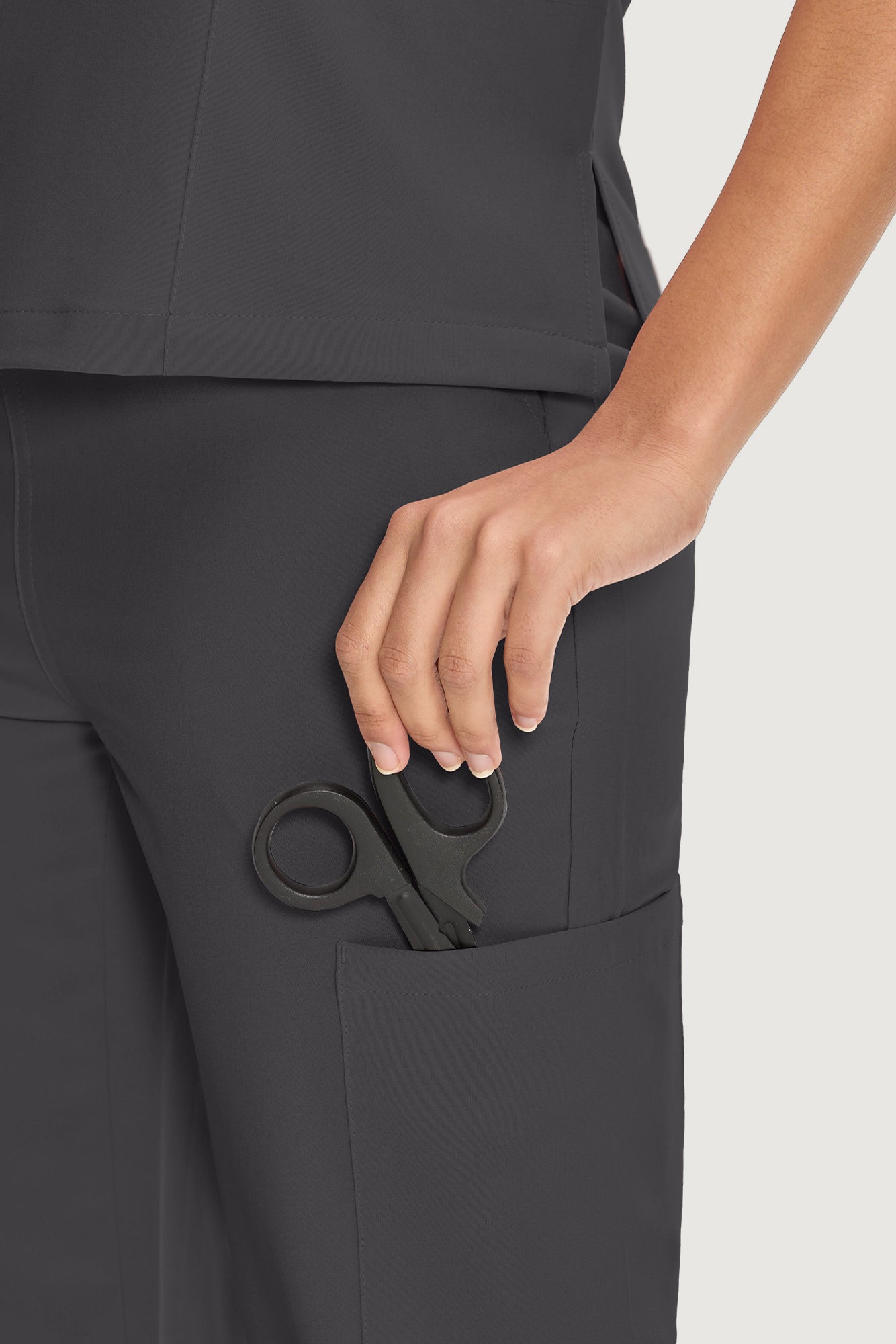COZYFIT  V-Neck Scrub Top & Straight Leg Pants with 9 Pockets