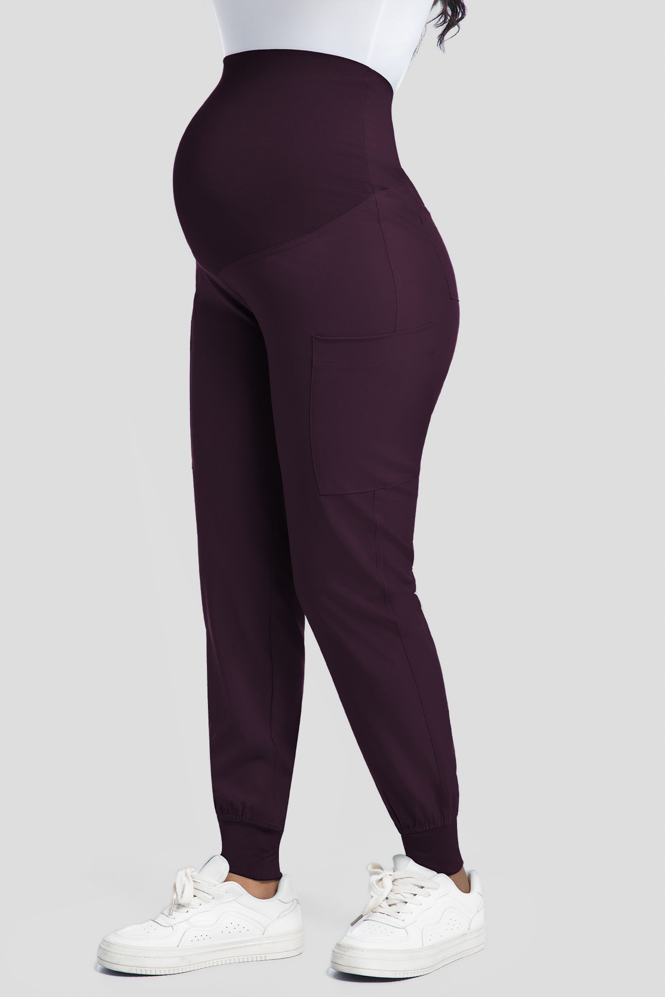 COZYFIT Maternity Scrub Pants - Pregnancy Jogger Pants for Women Workwear with Stretch Belly Panel, 4 Pockets