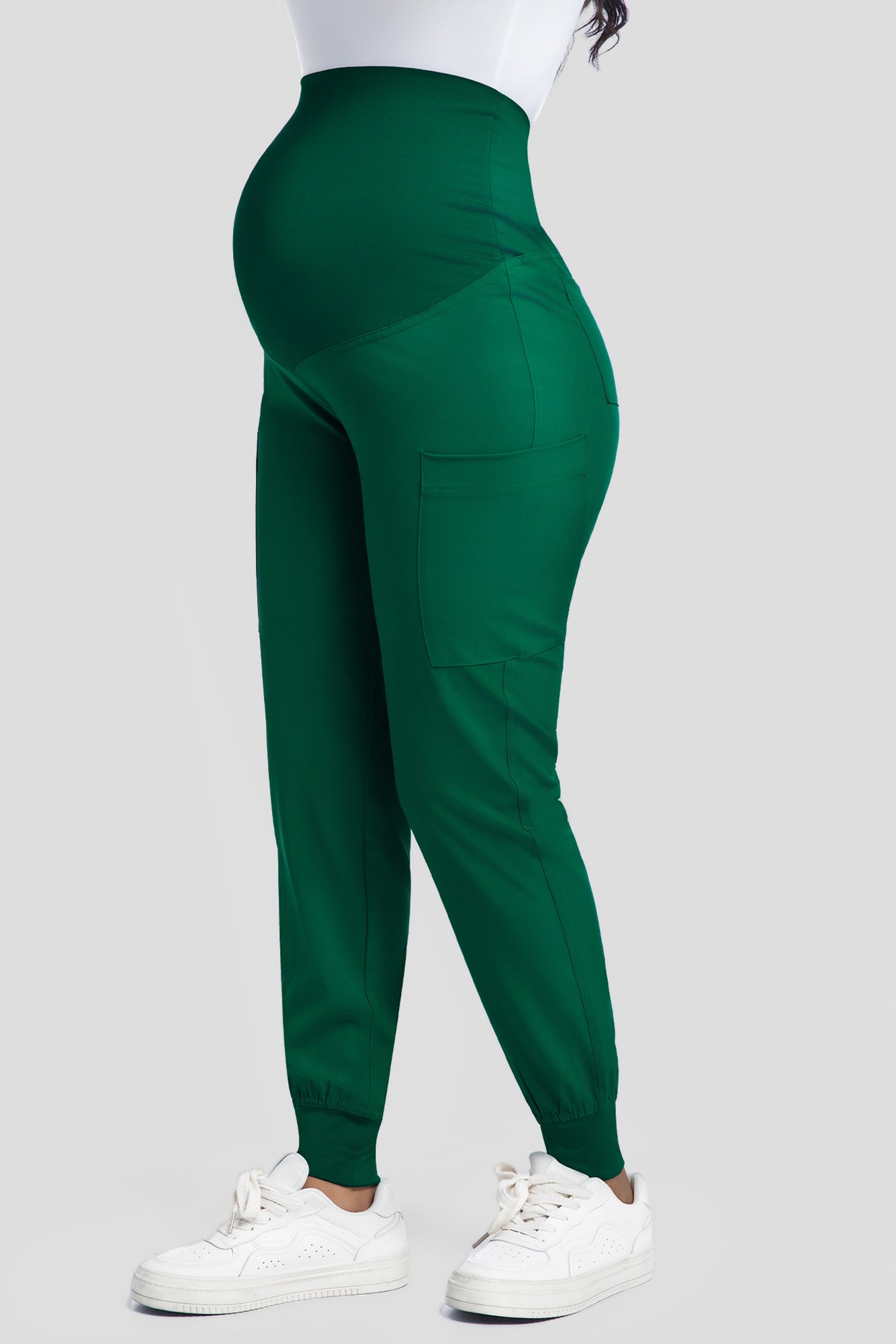 COZYFIT Maternity Scrub Pants - Pregnancy Jogger Pants for Women Workwear with Stretch Belly Panel, 4 Pockets