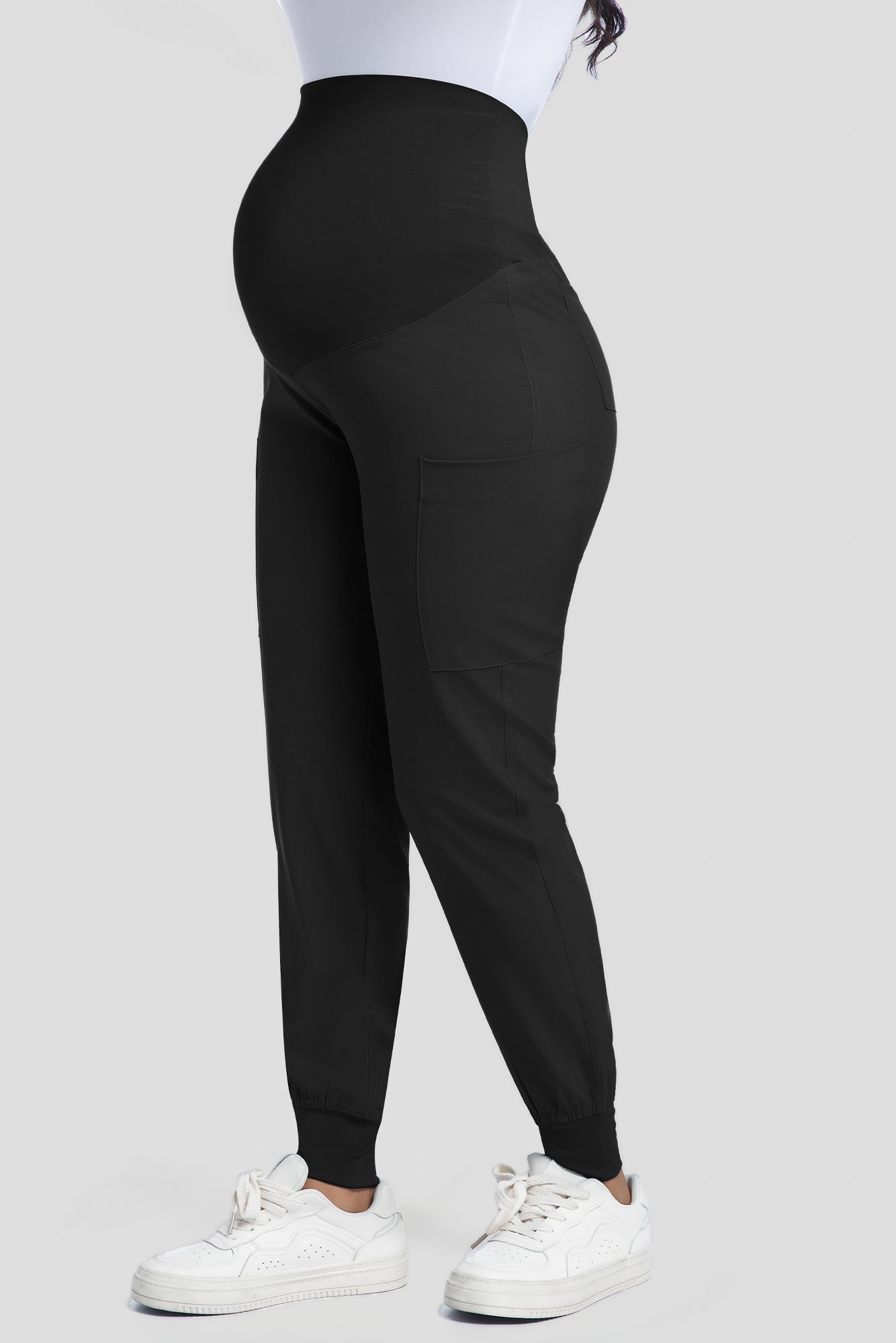 COZYFIT Maternity Scrub Pants - Pregnancy Jogger Pants for Women Workwear with Stretch Belly Panel, 4 Pockets