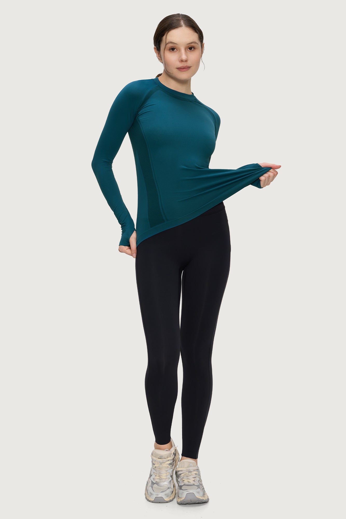 Underscrub Long Sleeve Women, Seamless Athletic Undershirt Cotton Shirts, Thumb Holes Workout Tops