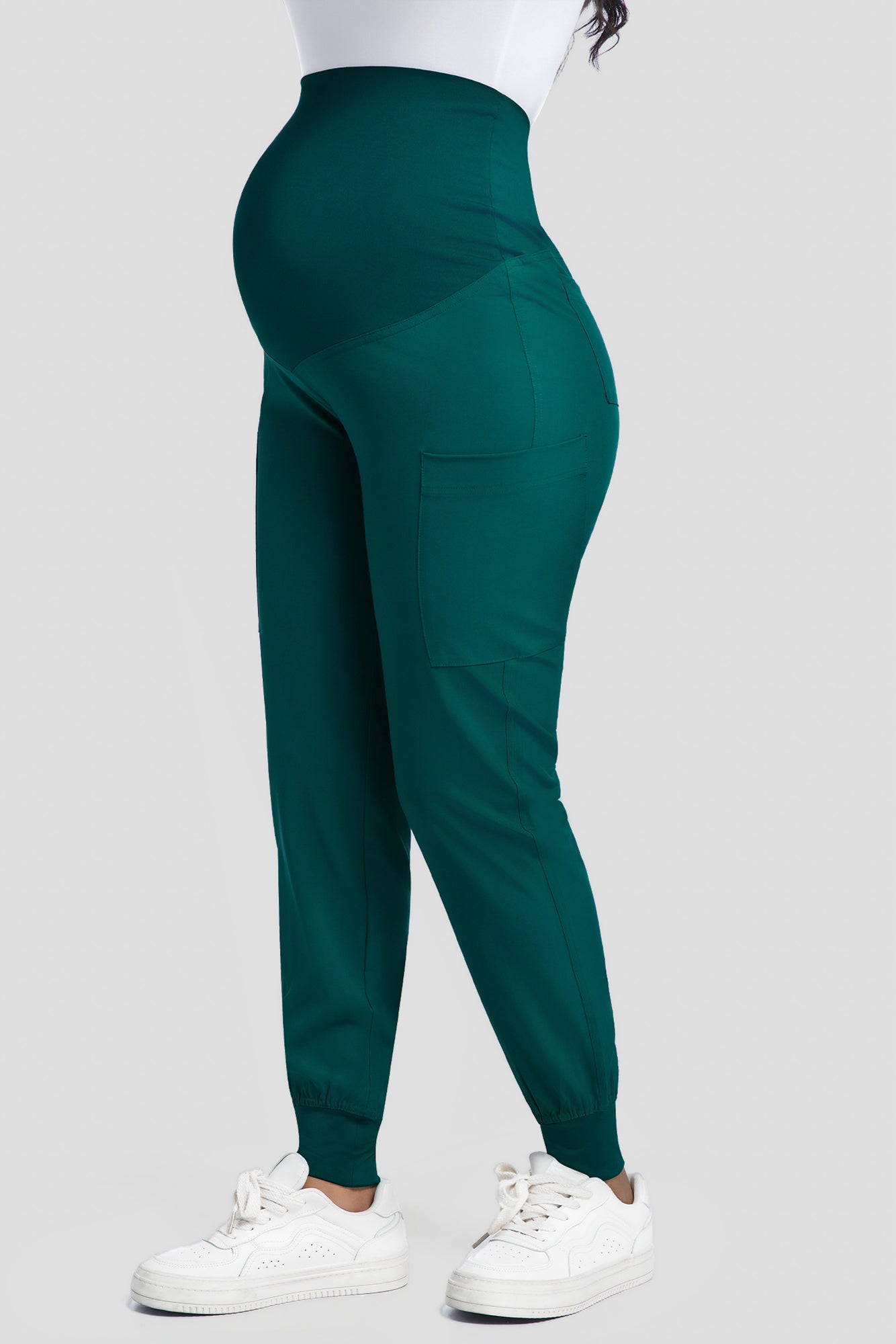 COZYFIT Maternity Scrub Pants - Pregnancy Jogger Pants for Women Workwear with Stretch Belly Panel, 4 Pockets