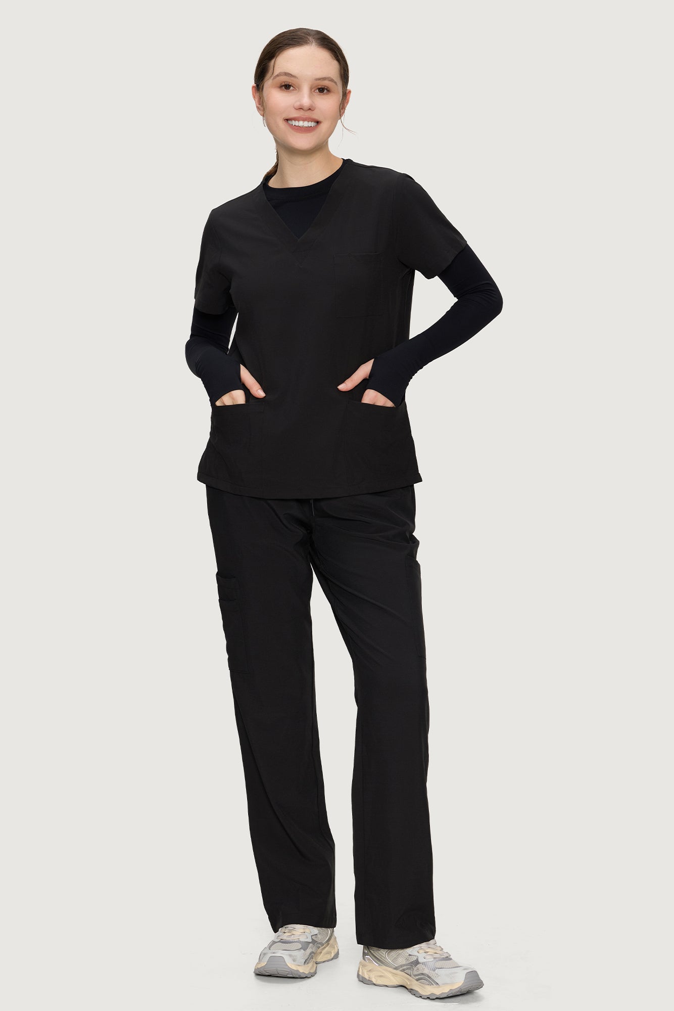 Underscrub Long Sleeve Women, Seamless Athletic Undershirt Cotton Shirts, Thumb Holes Workout Tops